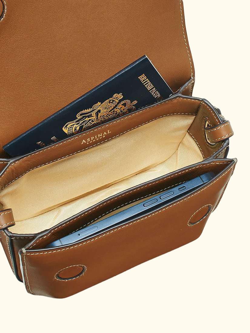 Ella Smooth Leather Crossbody Bag, Tan
