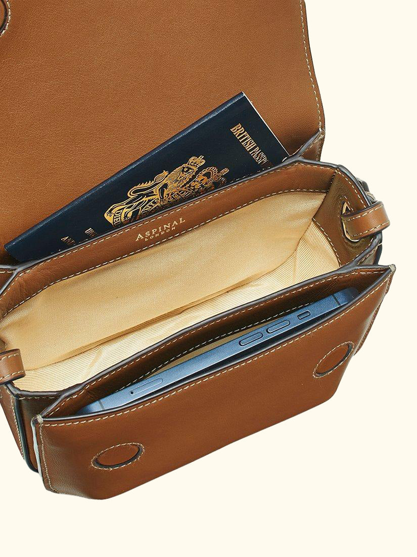 Ella Smooth Leather Crossbody Bag, Tan
