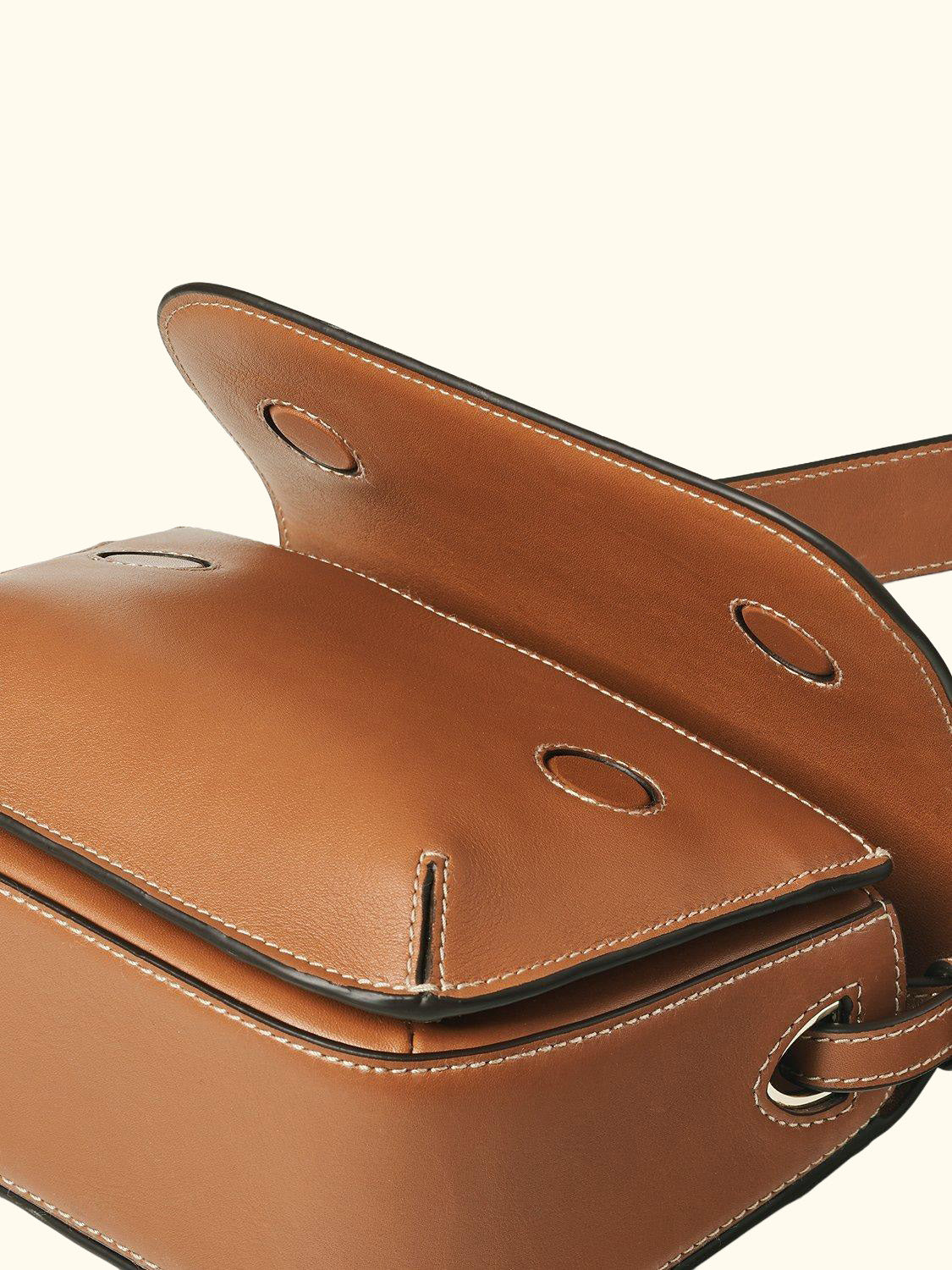 Ella Smooth Leather Crossbody Bag, Tan