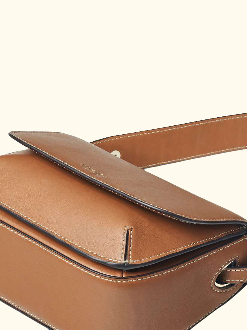 Ella Smooth Leather Crossbody Bag, Tan