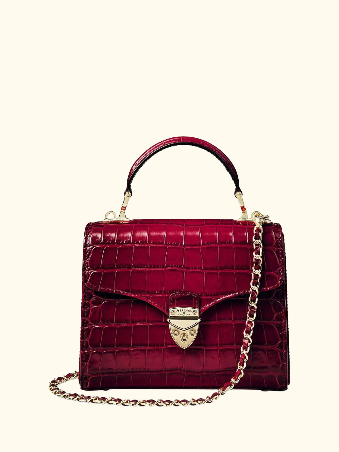 Midi Mayfair Croc Effect Leather Cross Body Bag
