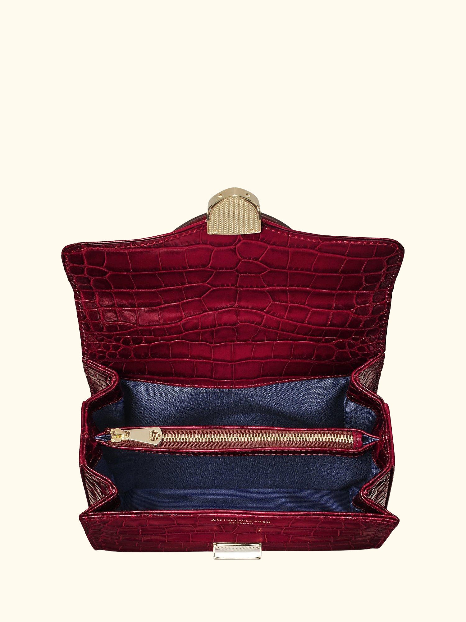 Midi Mayfair Croc Effect Leather Cross Body Bag