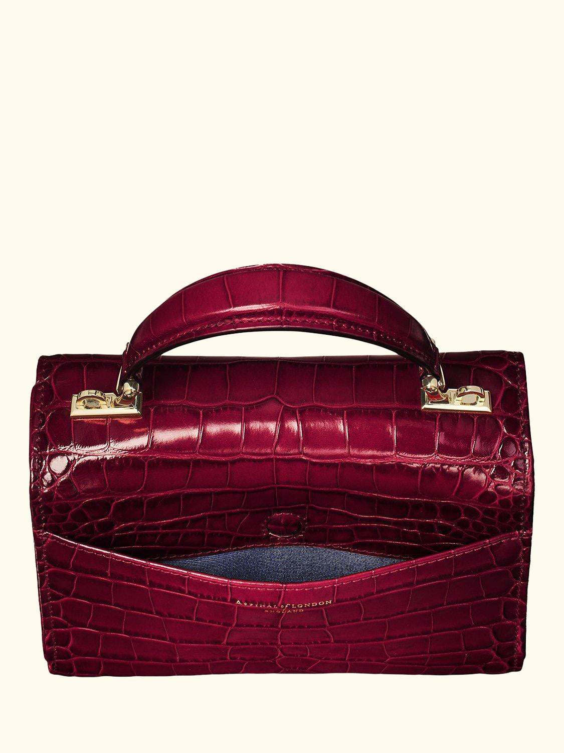 Midi Mayfair Croc Effect Leather Cross Body Bag