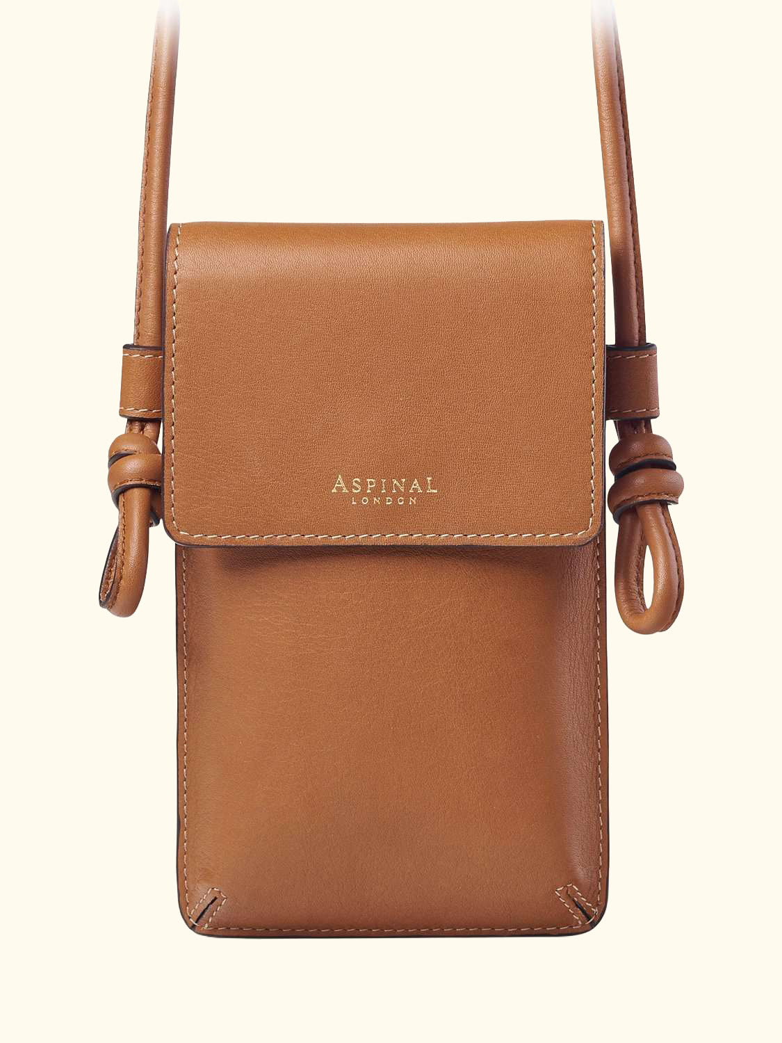 Ella Smooth Leather Phone Pouch, Tan