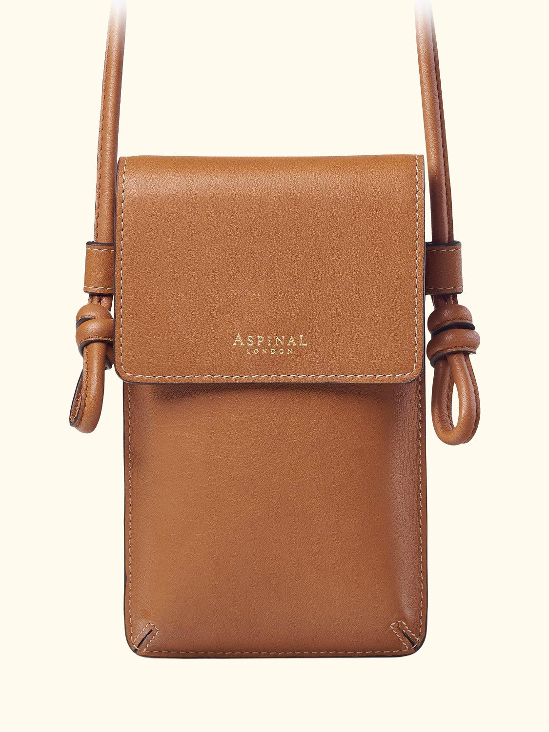 Ella Smooth Leather Phone Pouch, Tan