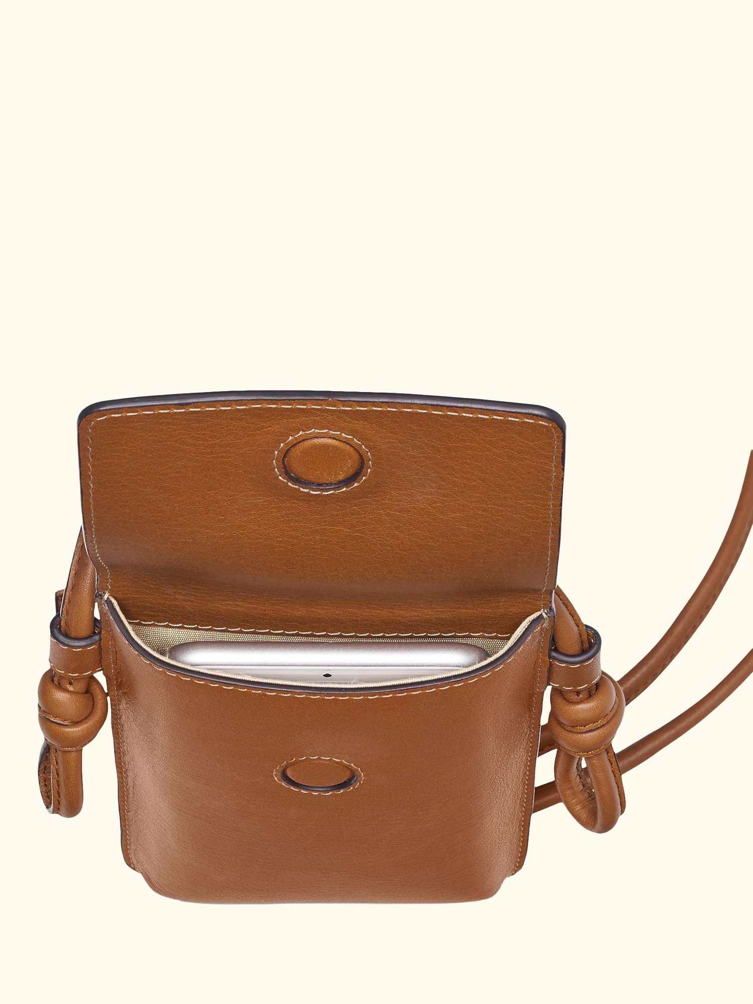 Ella Smooth Leather Phone Pouch, Tan