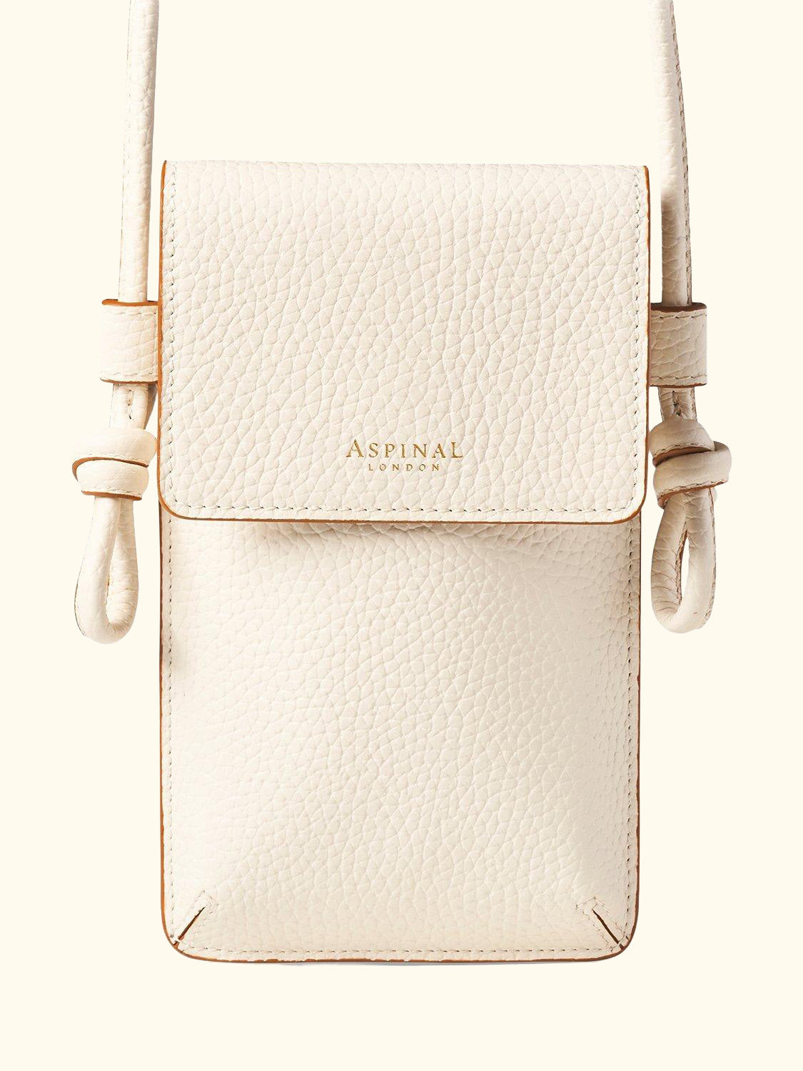 Ella Pebble Leather Phone Pouch, Ivory
