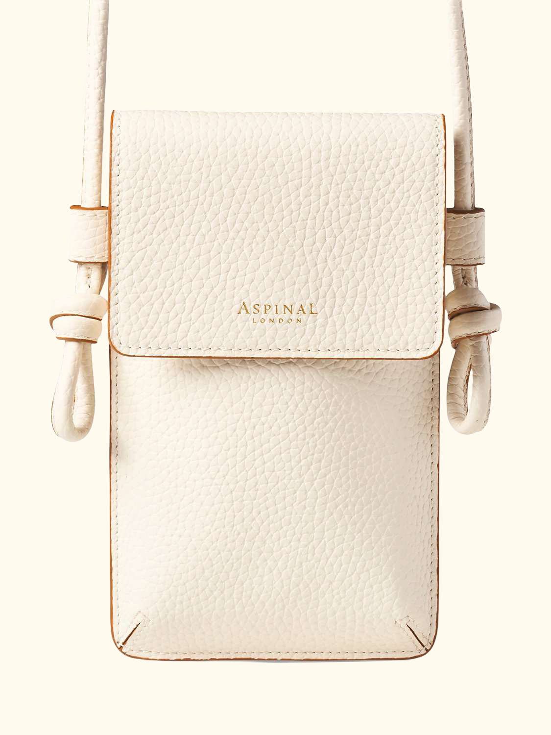 Ella Pebble Leather Phone Pouch, Ivory