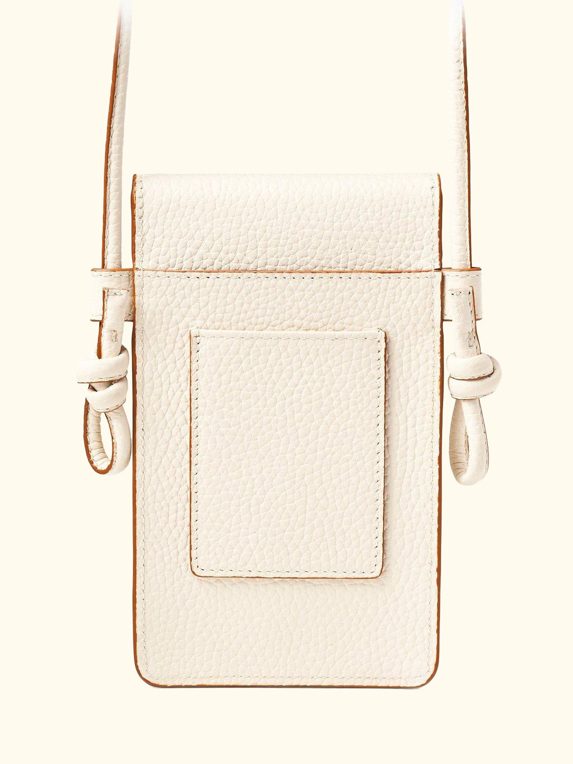 Ella Pebble Leather Phone Pouch, Ivory
