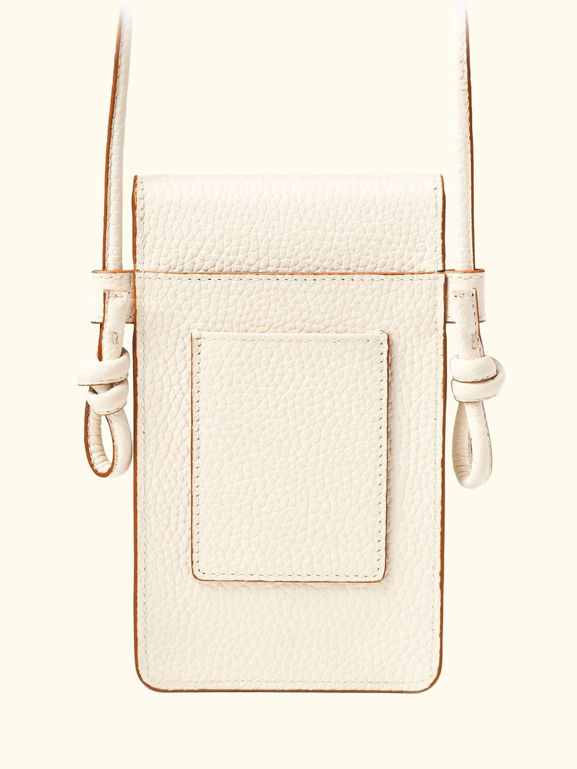Ella Pebble Leather Phone Pouch, Ivory