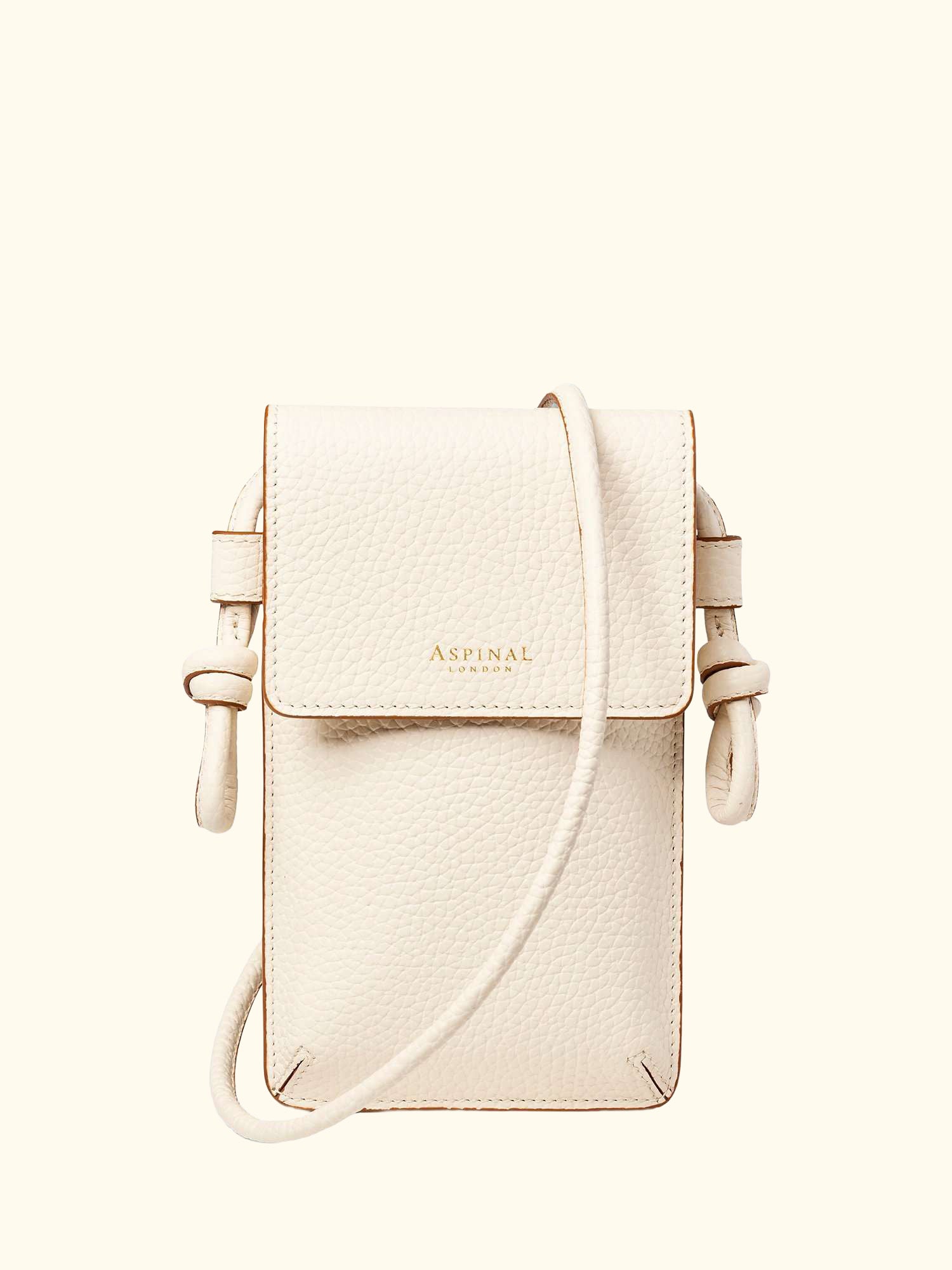 Ella Pebble Leather Phone Pouch, Ivory