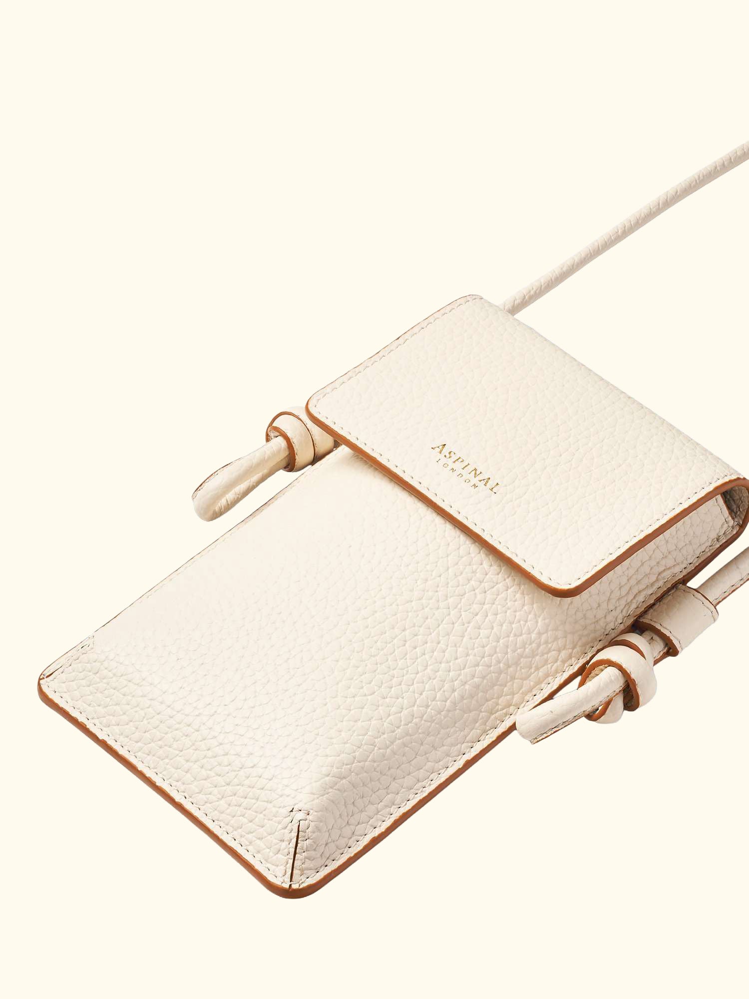 Ella Pebble Leather Phone Pouch, Ivory