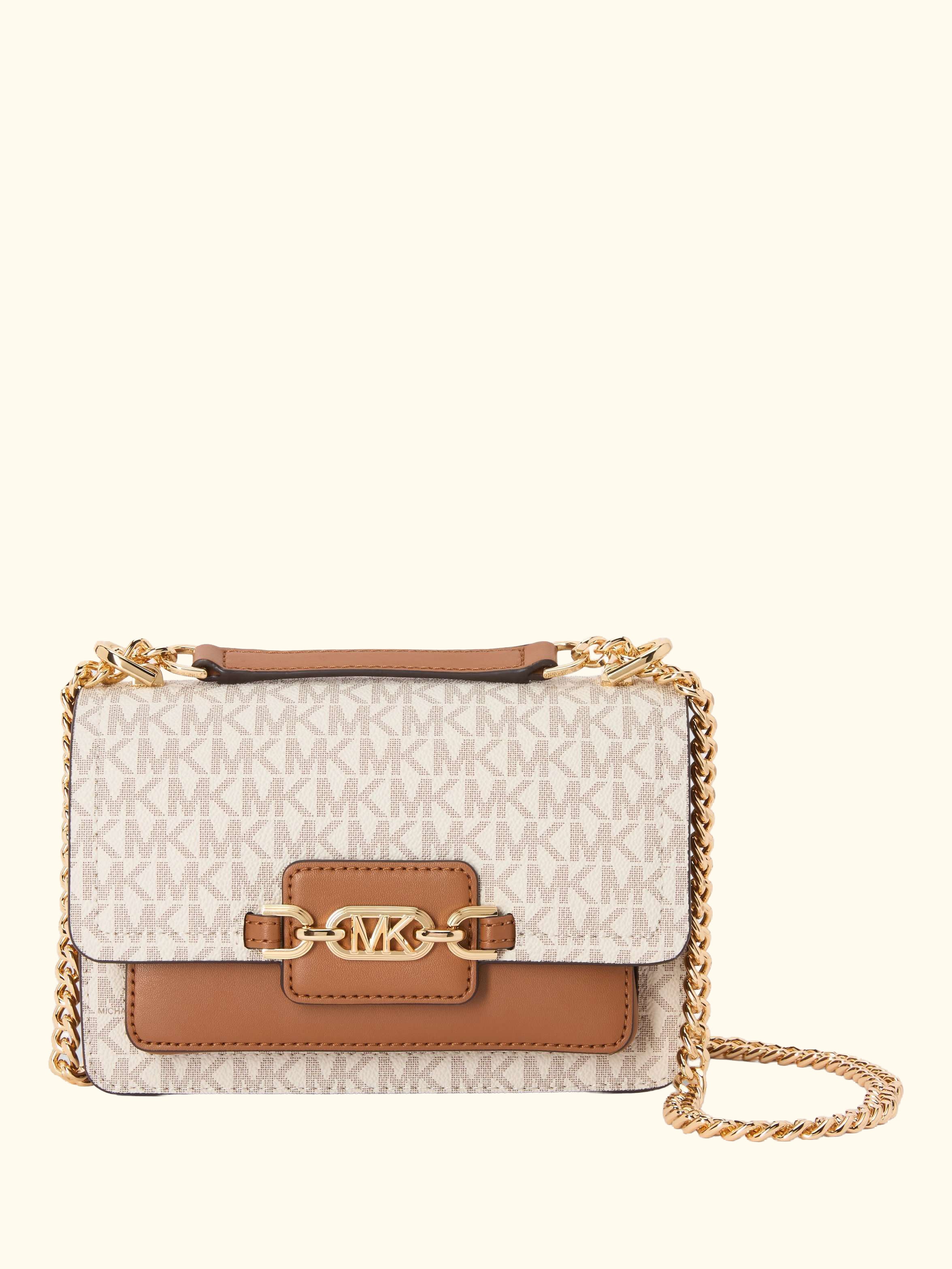 Heather Monogram Small Crossbody Bag, Vanilla