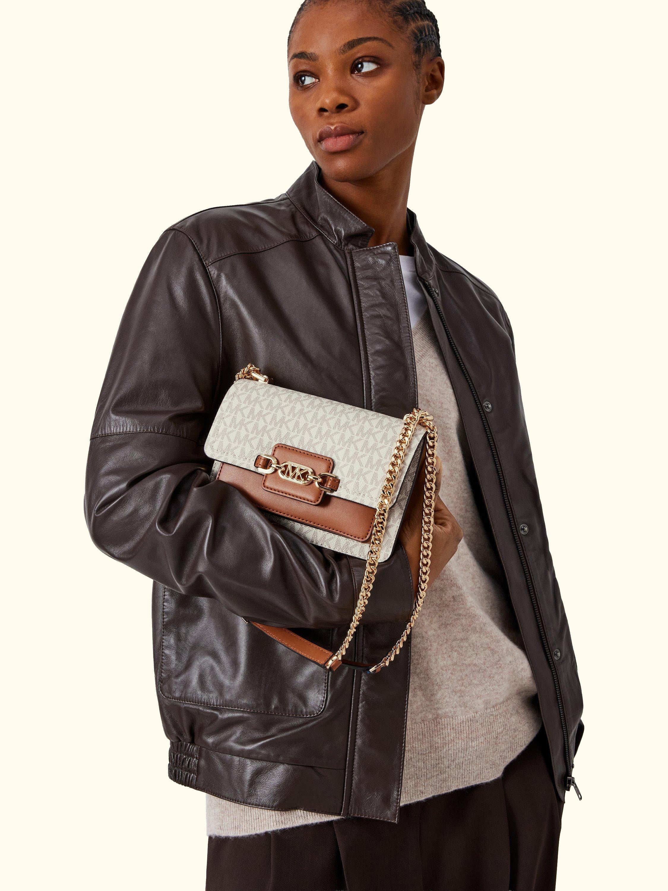 Heather Monogram Small Crossbody Bag, Vanilla