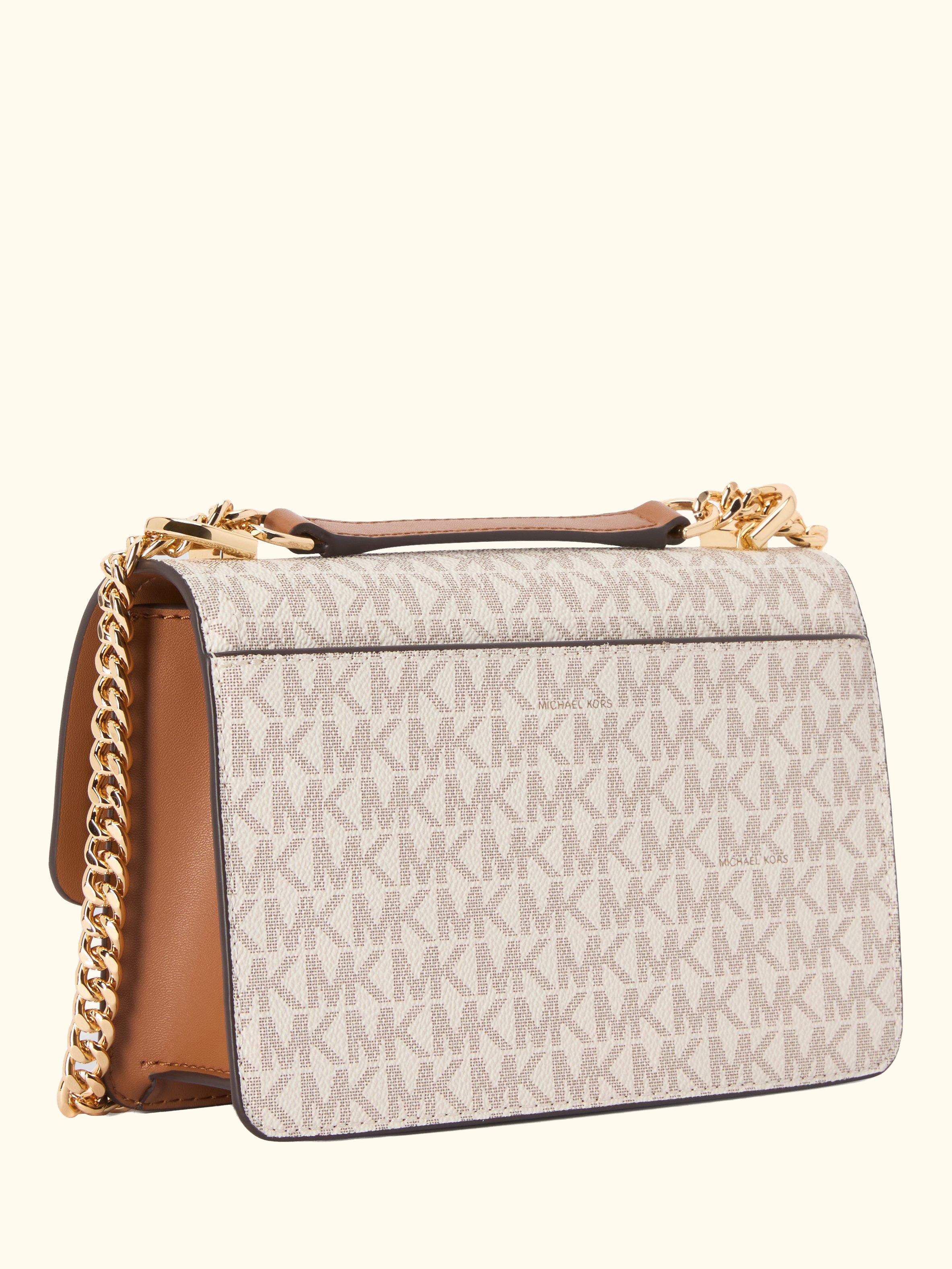 Heather Monogram Small Crossbody Bag, Vanilla