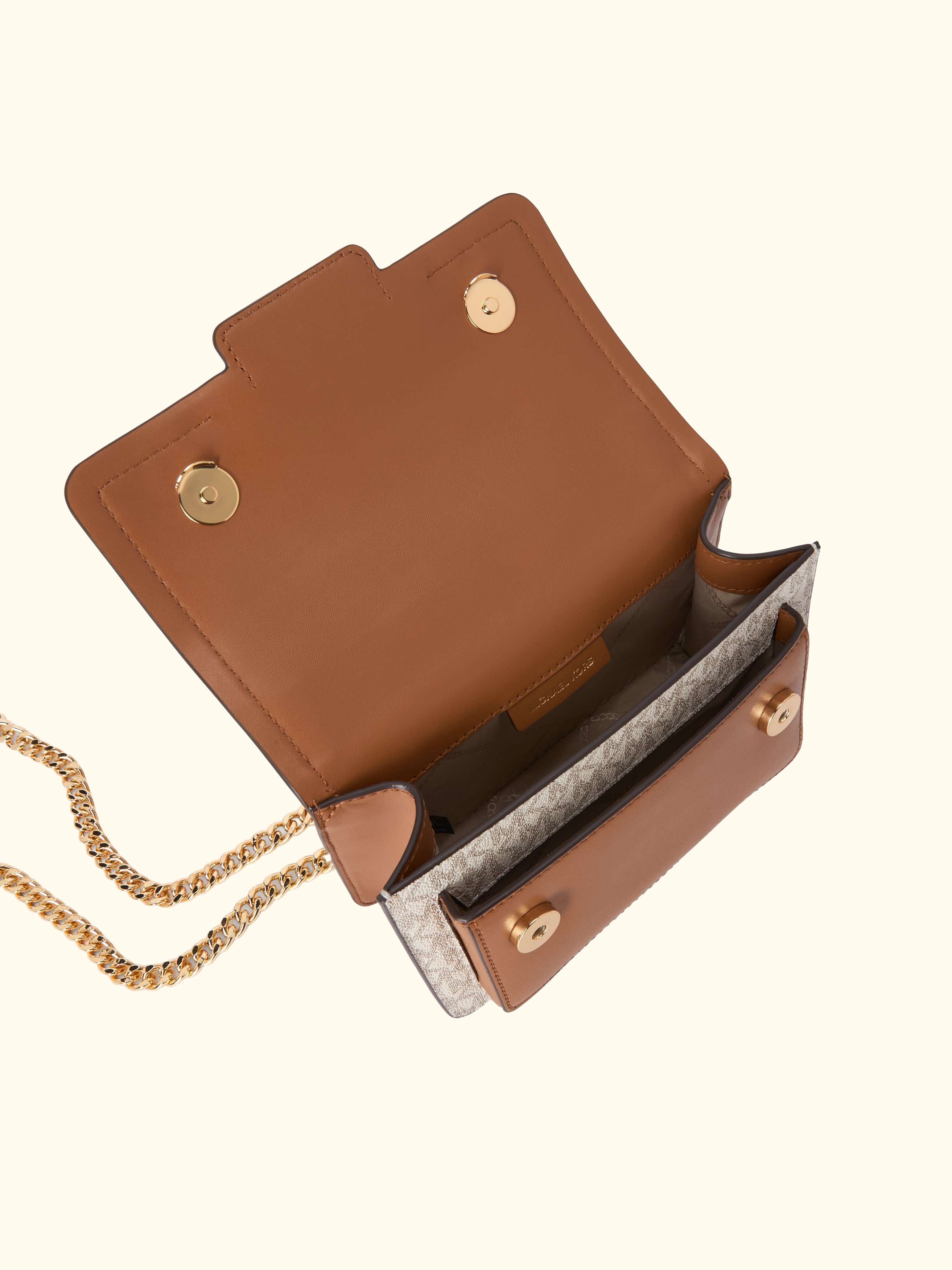 Heather Monogram Small Crossbody Bag, Vanilla