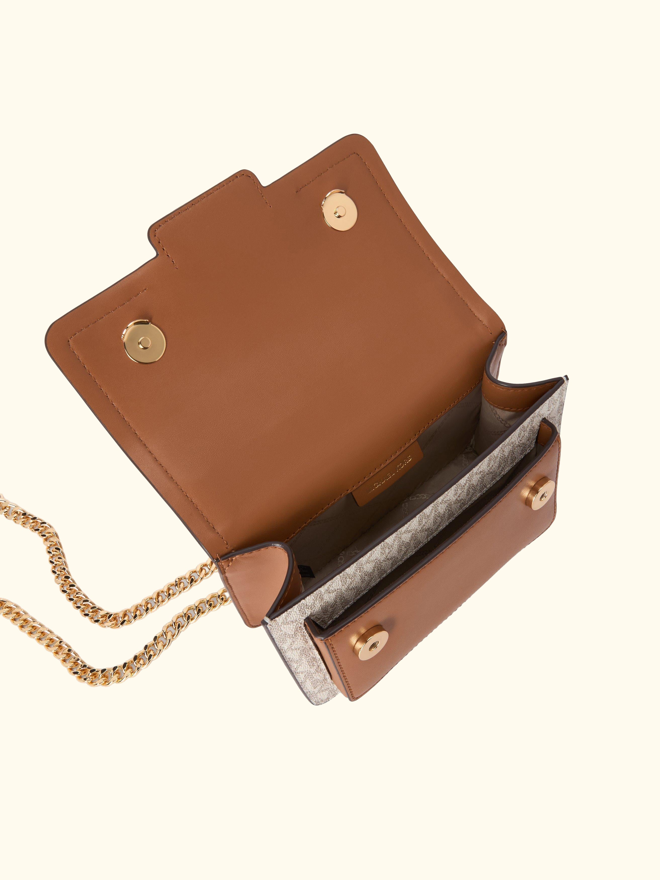 Heather Monogram Small Crossbody Bag, Vanilla