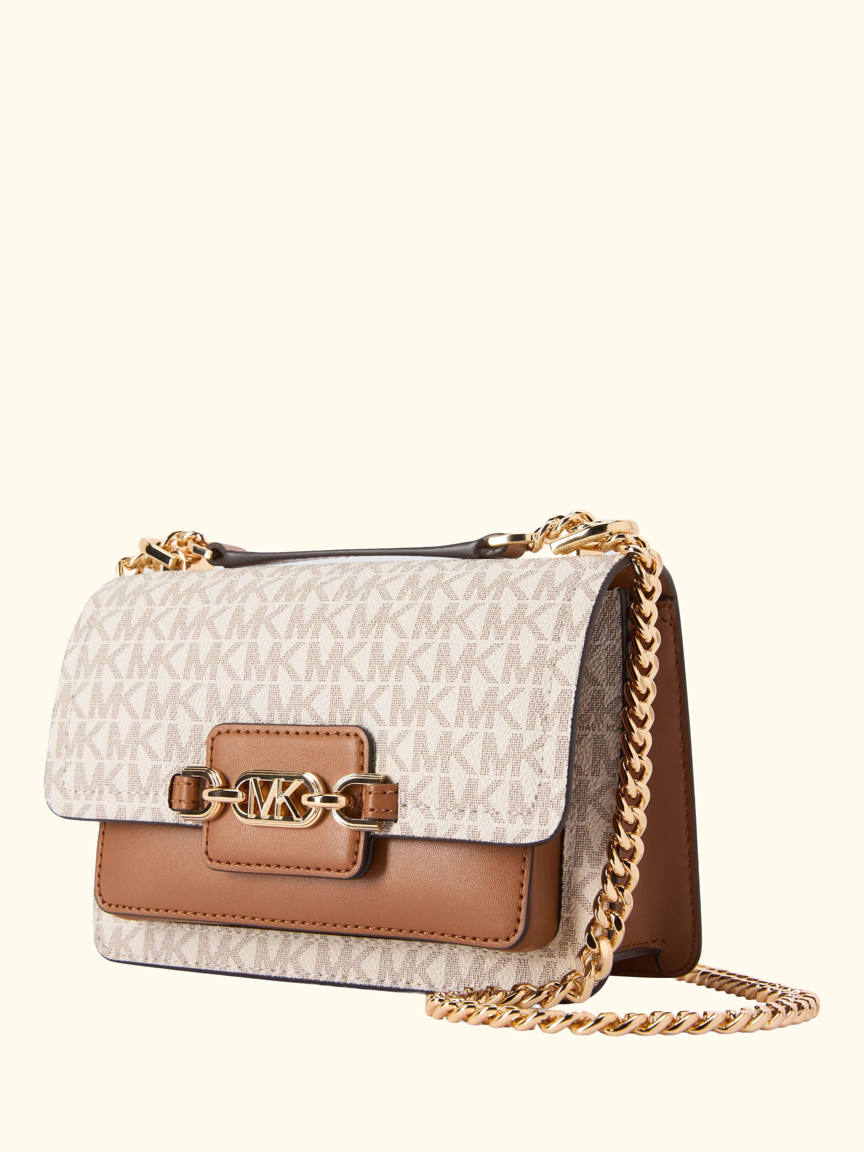 Heather Monogram Small Crossbody Bag, Vanilla