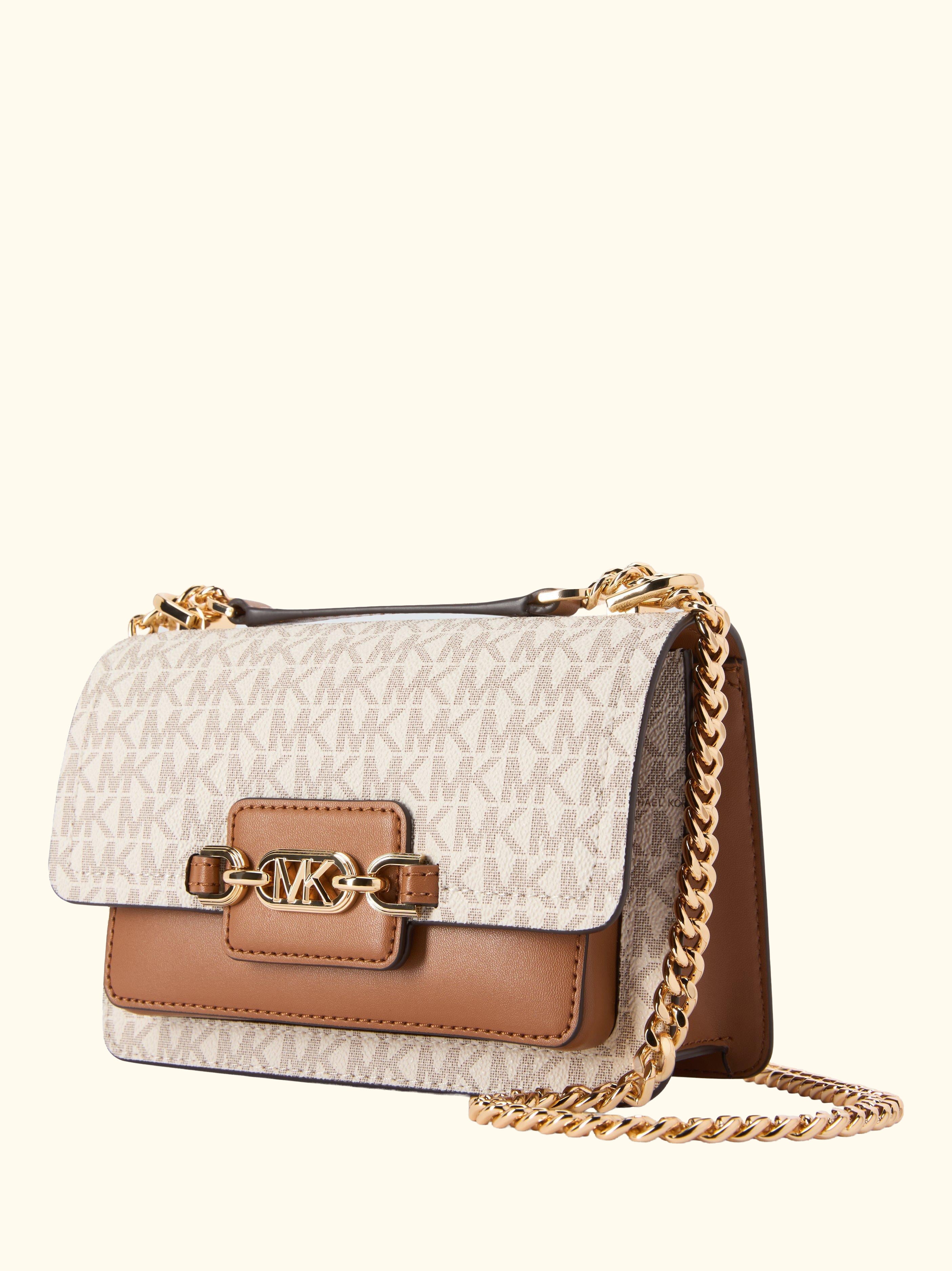 Heather Monogram Small Crossbody Bag, Vanilla