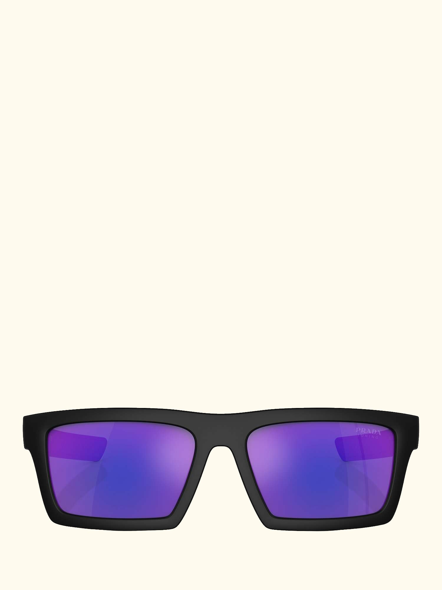PS 02ZS Men's Rectangular Sunglasses, Matte Black/Mirror Purple
