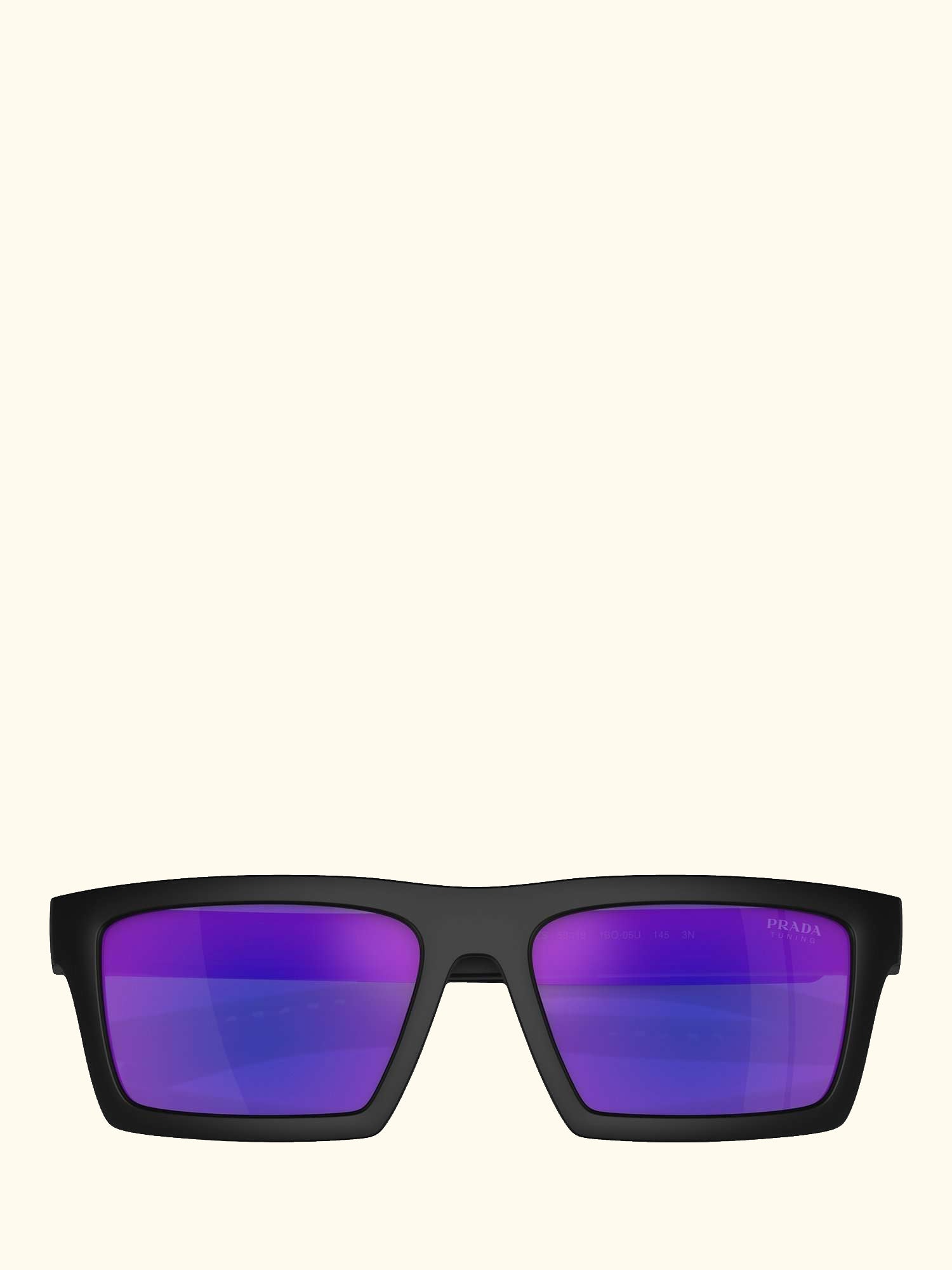 PS 02ZS Men's Rectangular Sunglasses, Matte Black/Mirror Purple