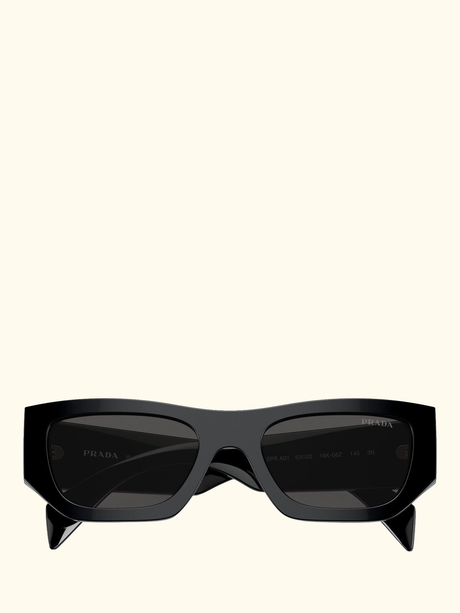 PR A01S Women's Rectangular Sunglasses, Black/Grey