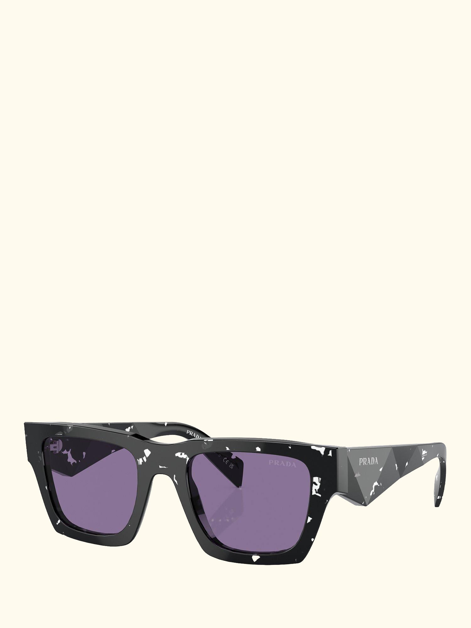 PR A06S Men's Rectangular Sunglasses, Black Tortoise/Violet