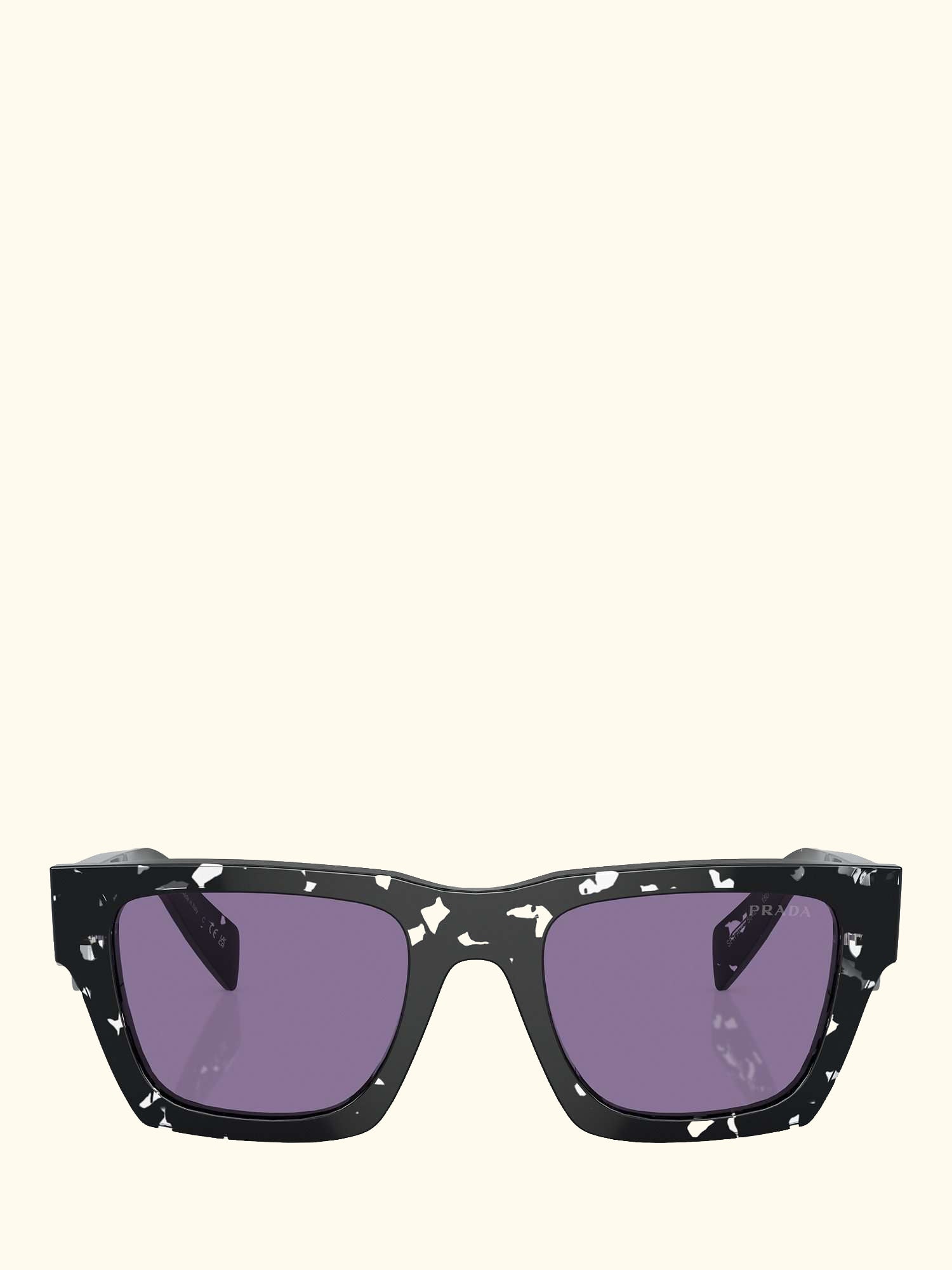 PR A06S Men's Rectangular Sunglasses, Black Tortoise/Violet