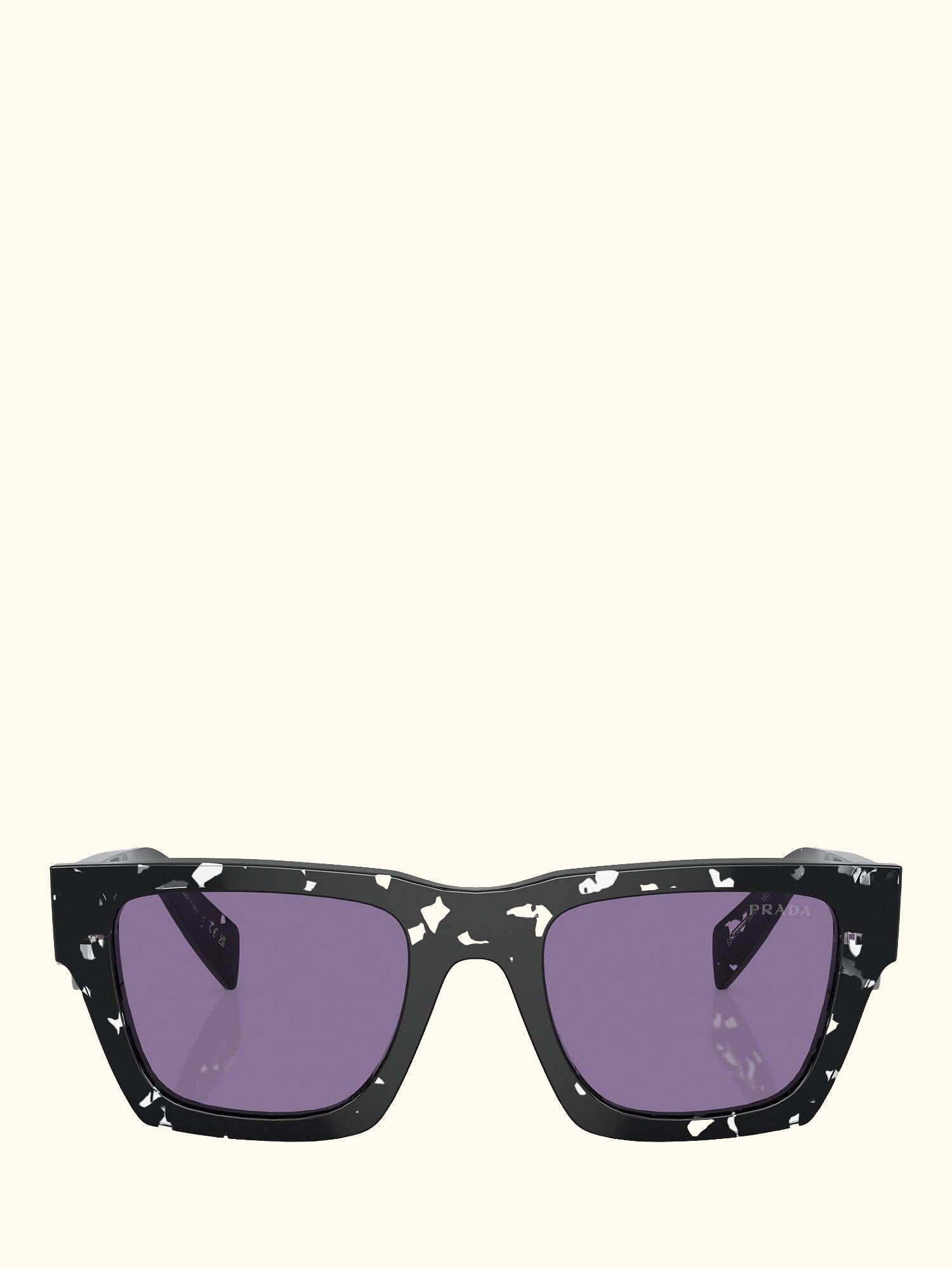 PR A06S Men's Rectangular Sunglasses, Black Tortoise/Violet