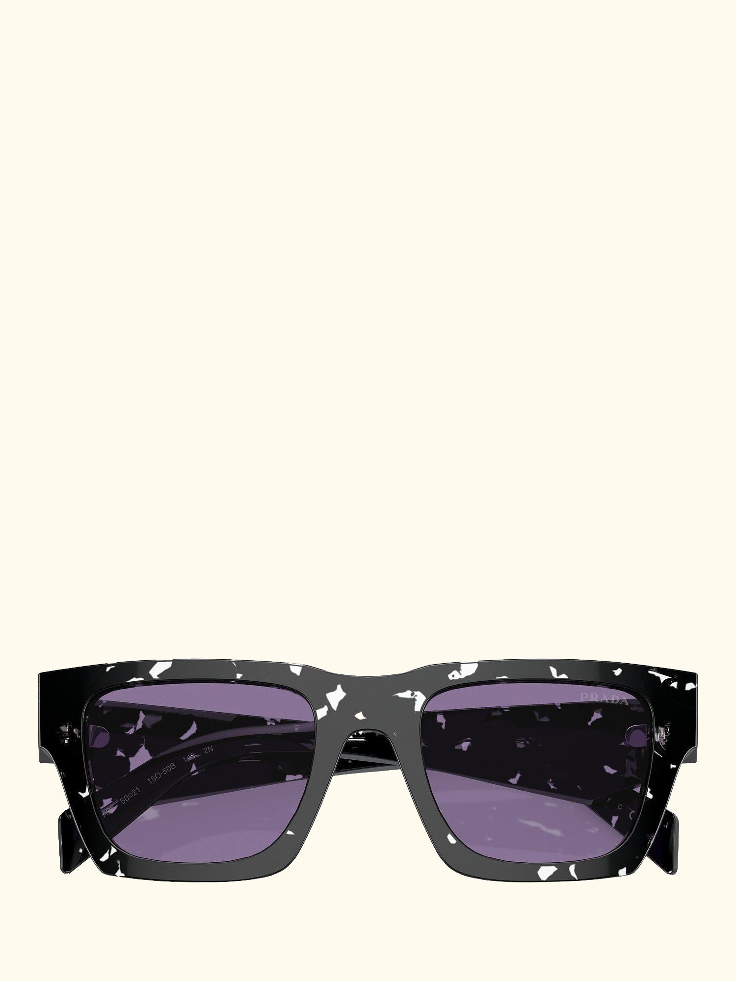 PR A06S Men's Rectangular Sunglasses, Black Tortoise/Violet