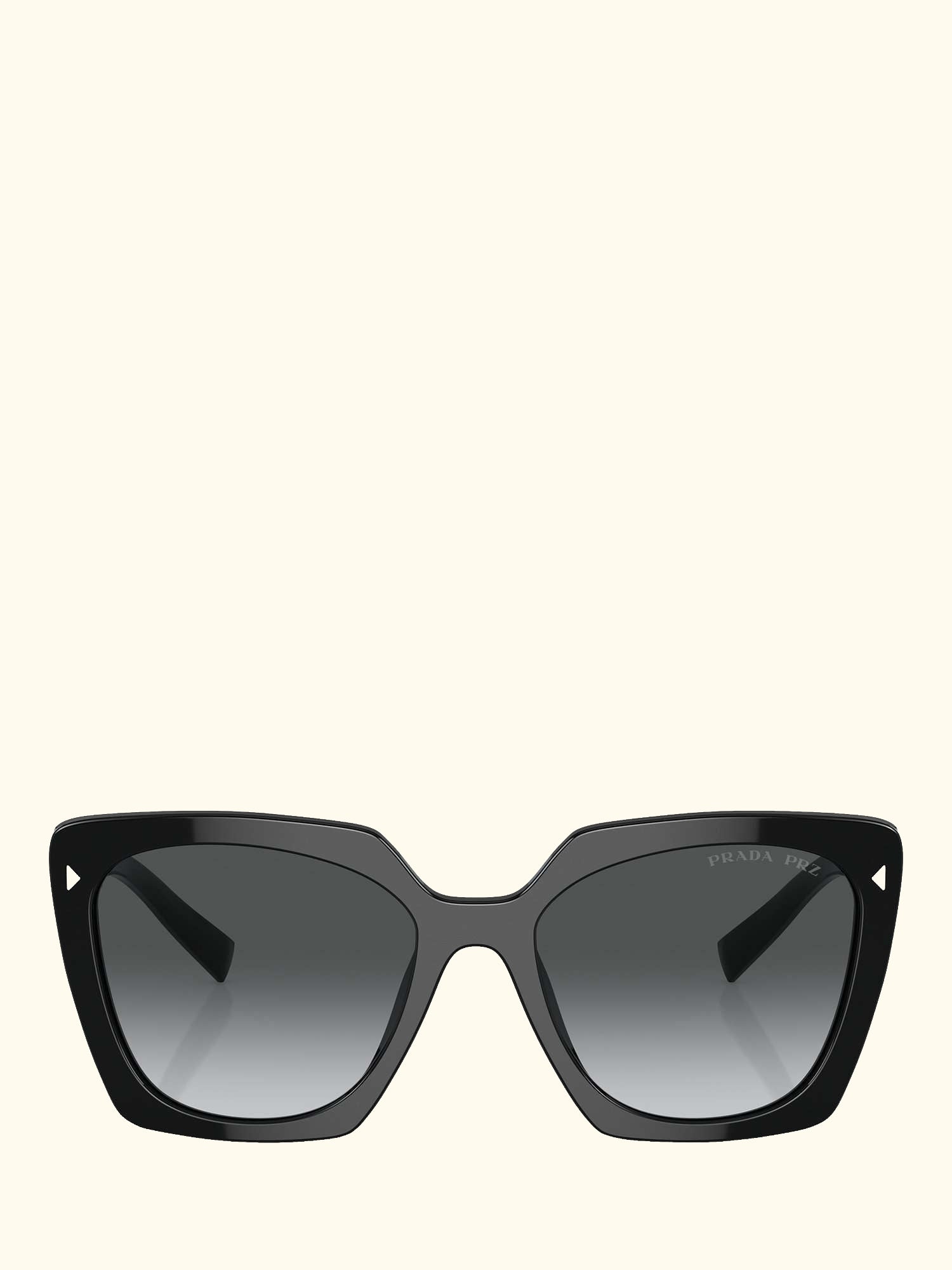 PR 23ZS Women's Polarised Square Sunglasses, Black/Grey Gradient
