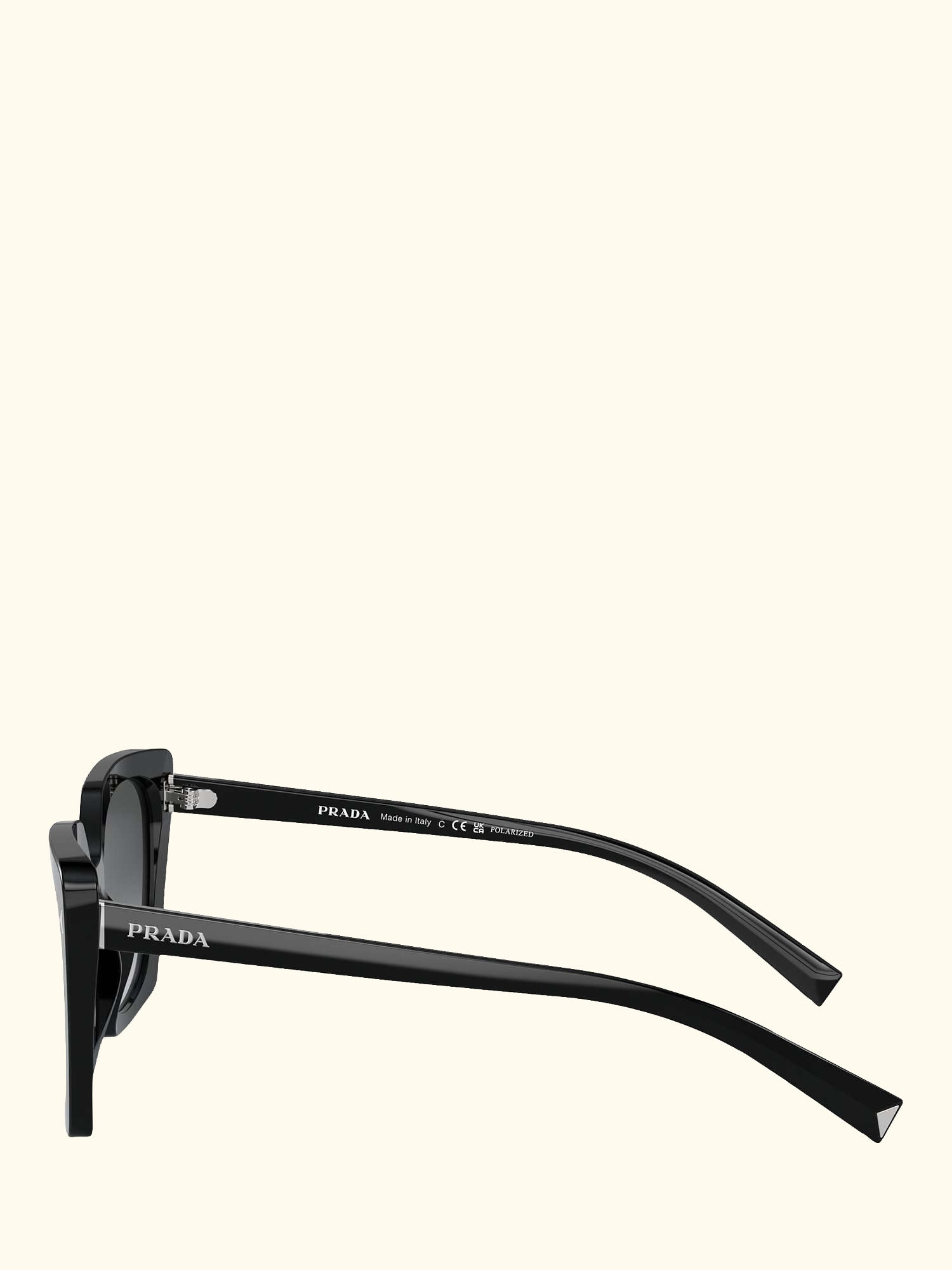 PR 23ZS Women's Polarised Square Sunglasses, Black/Grey Gradient