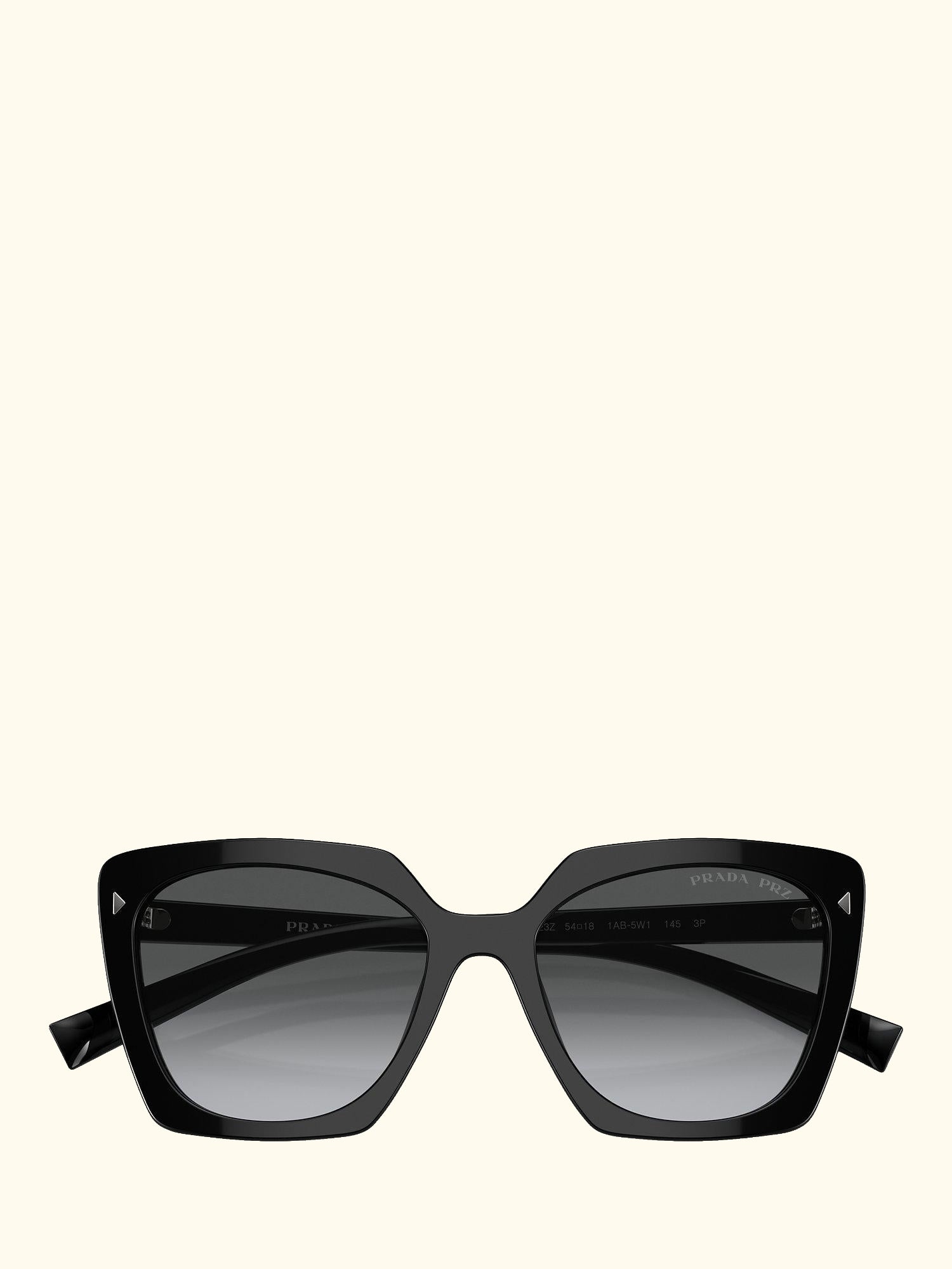 PR 23ZS Women's Polarised Square Sunglasses, Black/Grey Gradient