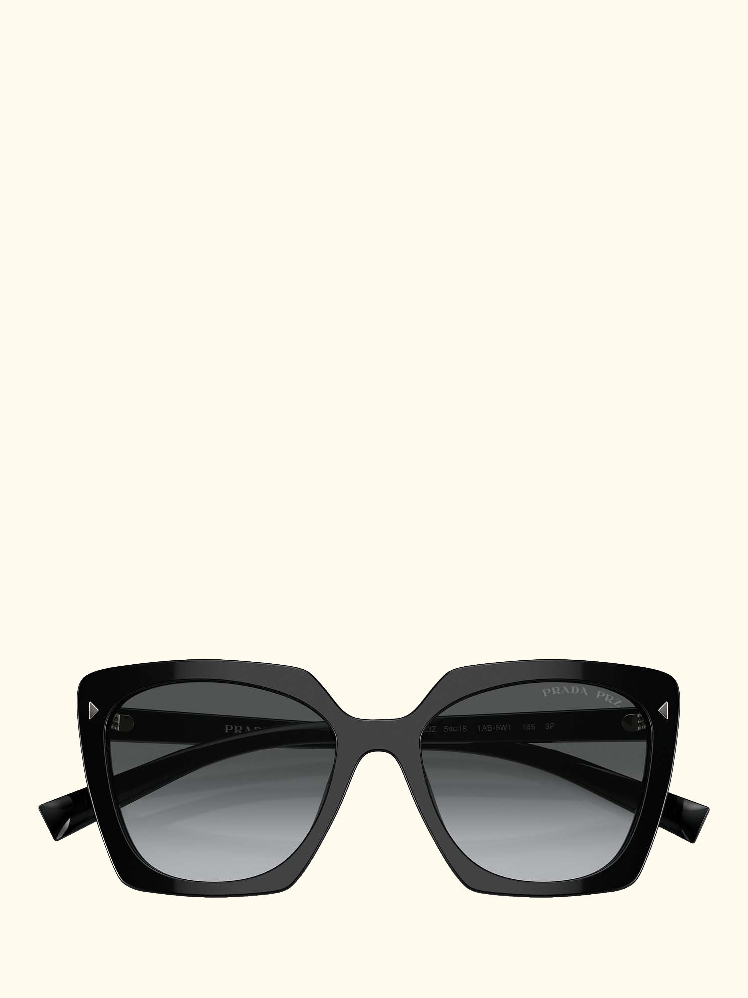 PR 23ZS Women's Polarised Square Sunglasses, Black/Grey Gradient
