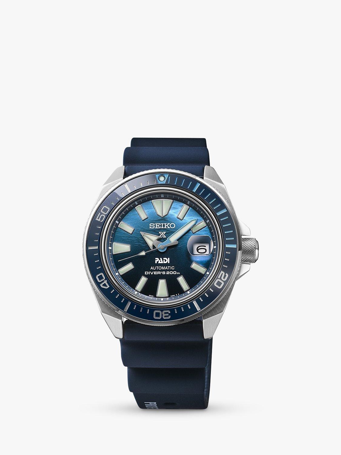 SRPJ93K1 Men's Prospex Great Blue Samurai Scuba PADI Special Edition Silicone Strap Watch, Blue