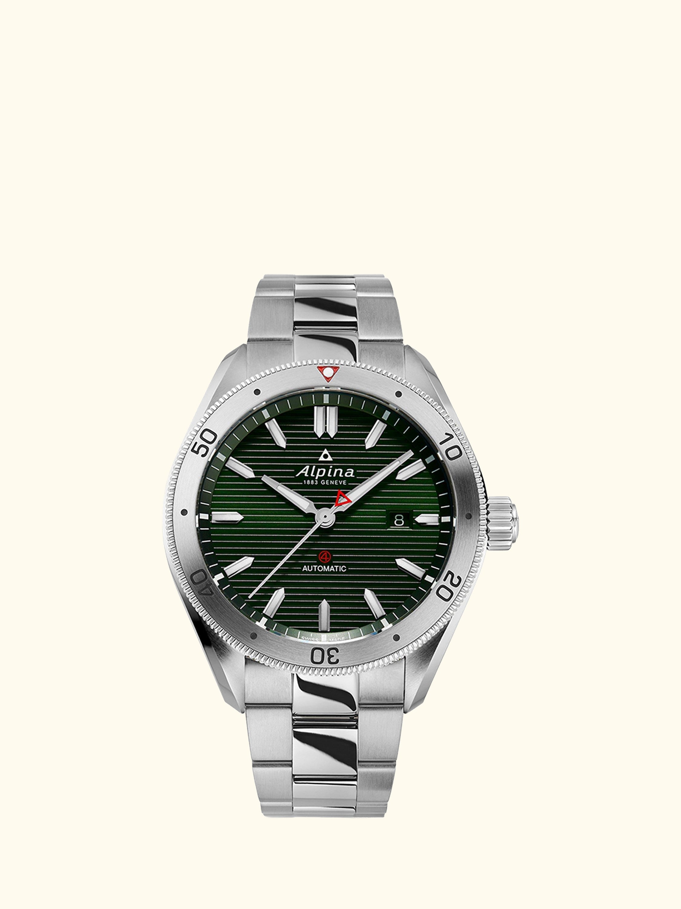 AL-525GR5AQ6B Men's Alpiner 4 Automatic Bracelet Strap, Silver/Green