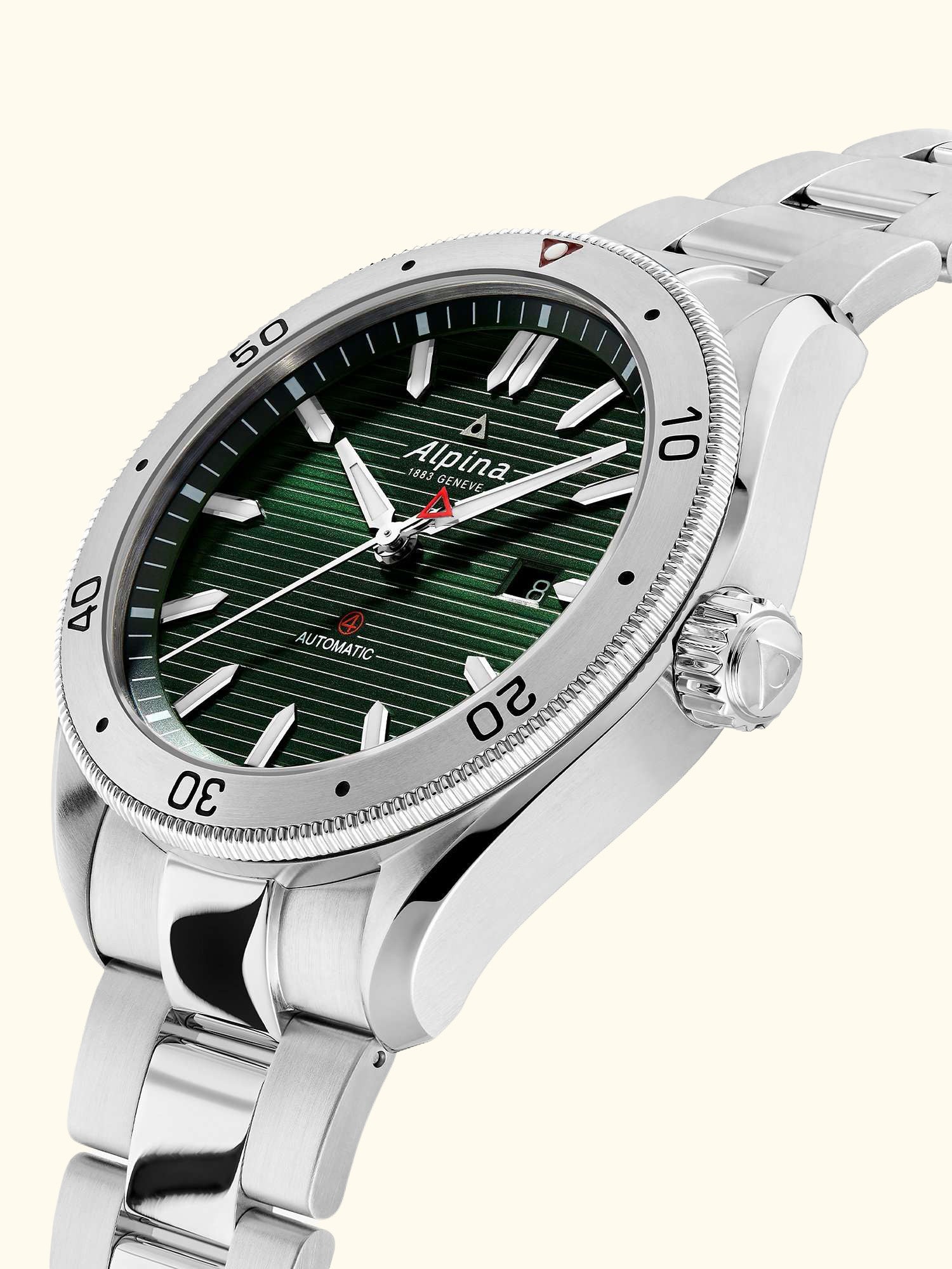 AL-525GR5AQ6B Men's Alpiner 4 Automatic Bracelet Strap, Silver/Green