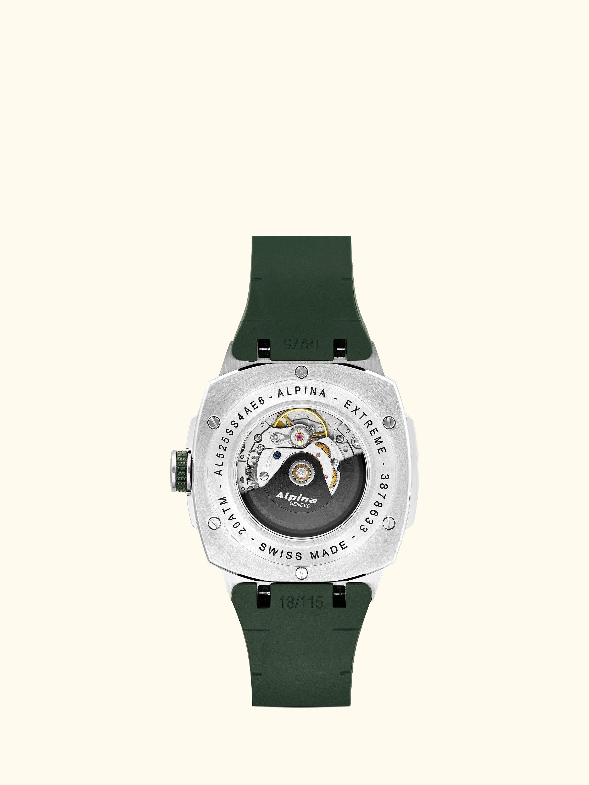 AL-525GR4AE6 Men's Alpiner Extreme Automatic Silicone Strap Watch, Green