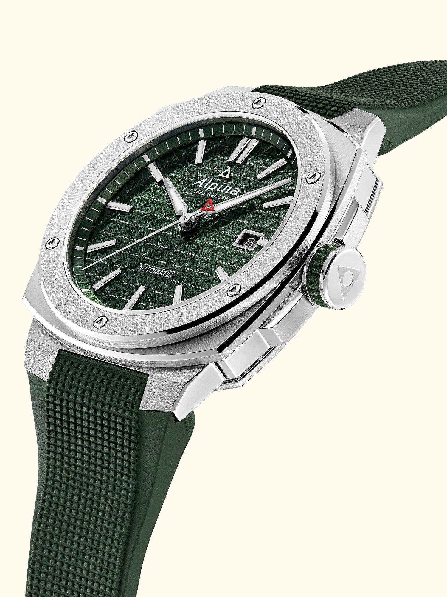 AL-525GR4AE6 Men's Alpiner Extreme Automatic Silicone Strap Watch, Green