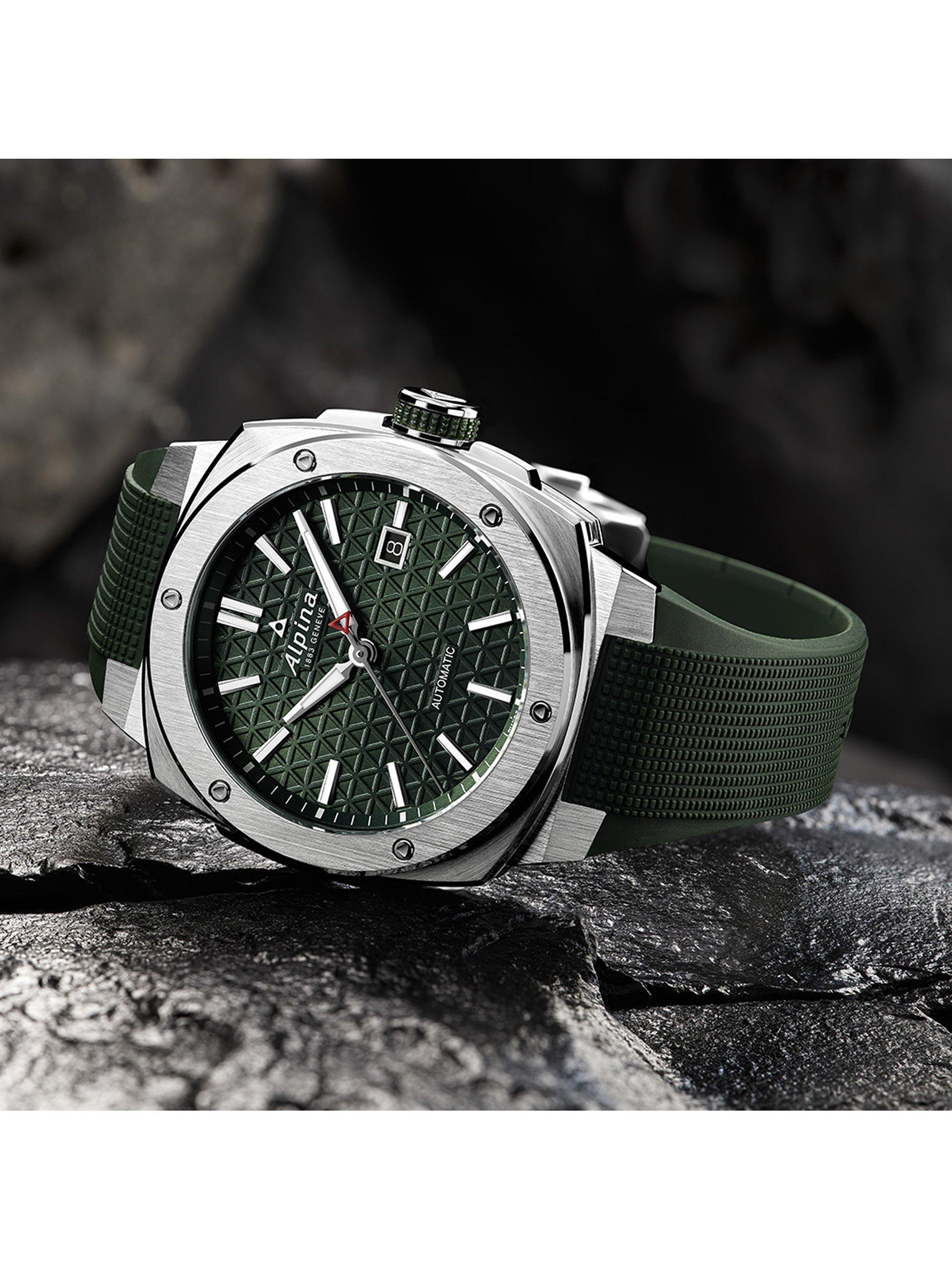 AL-525GR4AE6 Men's Alpiner Extreme Automatic Silicone Strap Watch, Green