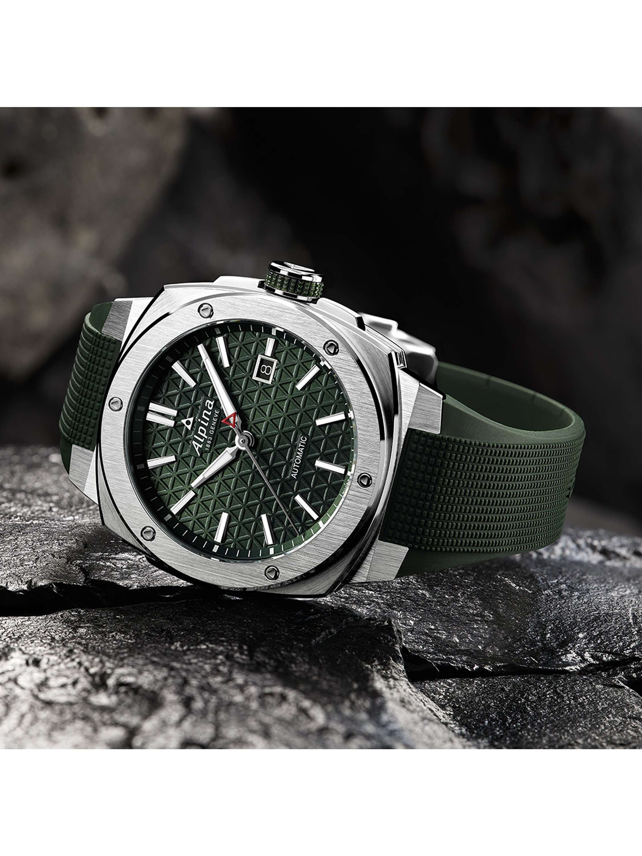 AL-525GR4AE6 Men's Alpiner Extreme Automatic Silicone Strap Watch, Green