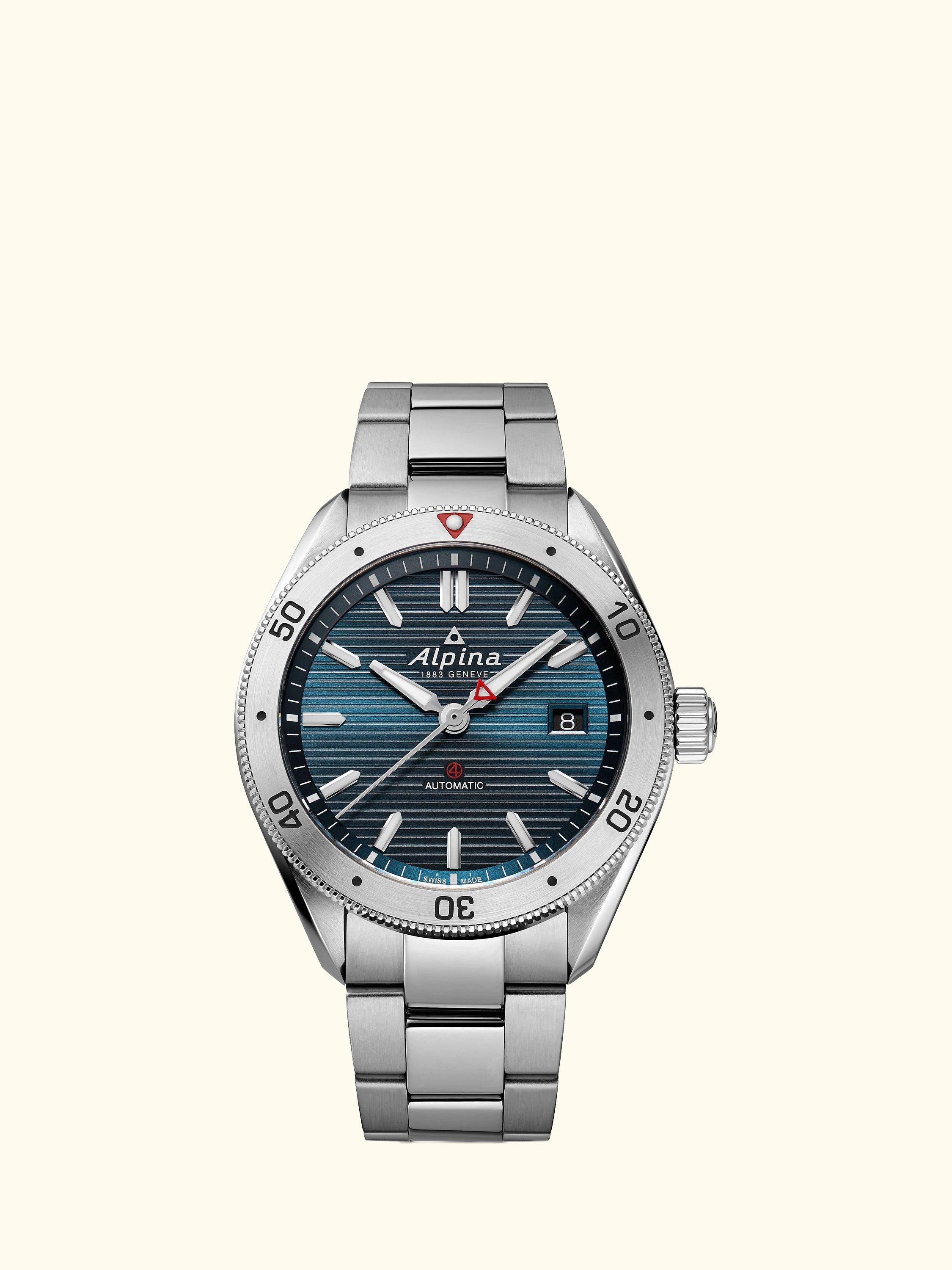 AL-525NS4AQ6B Men's Alpiner 4 Automatic Bracelet Strap, Silver/Blue
