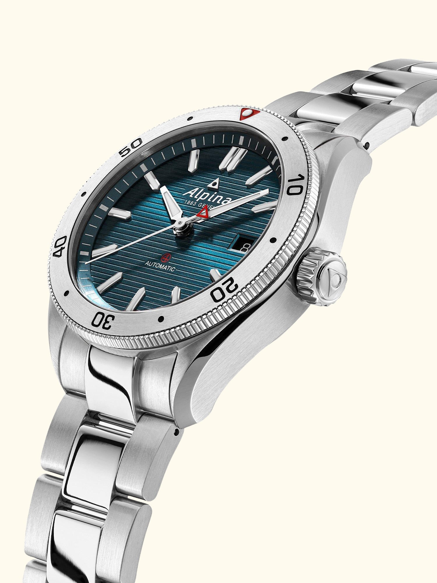 AL-525NS4AQ6B Men's Alpiner 4 Automatic Bracelet Strap, Silver/Blue