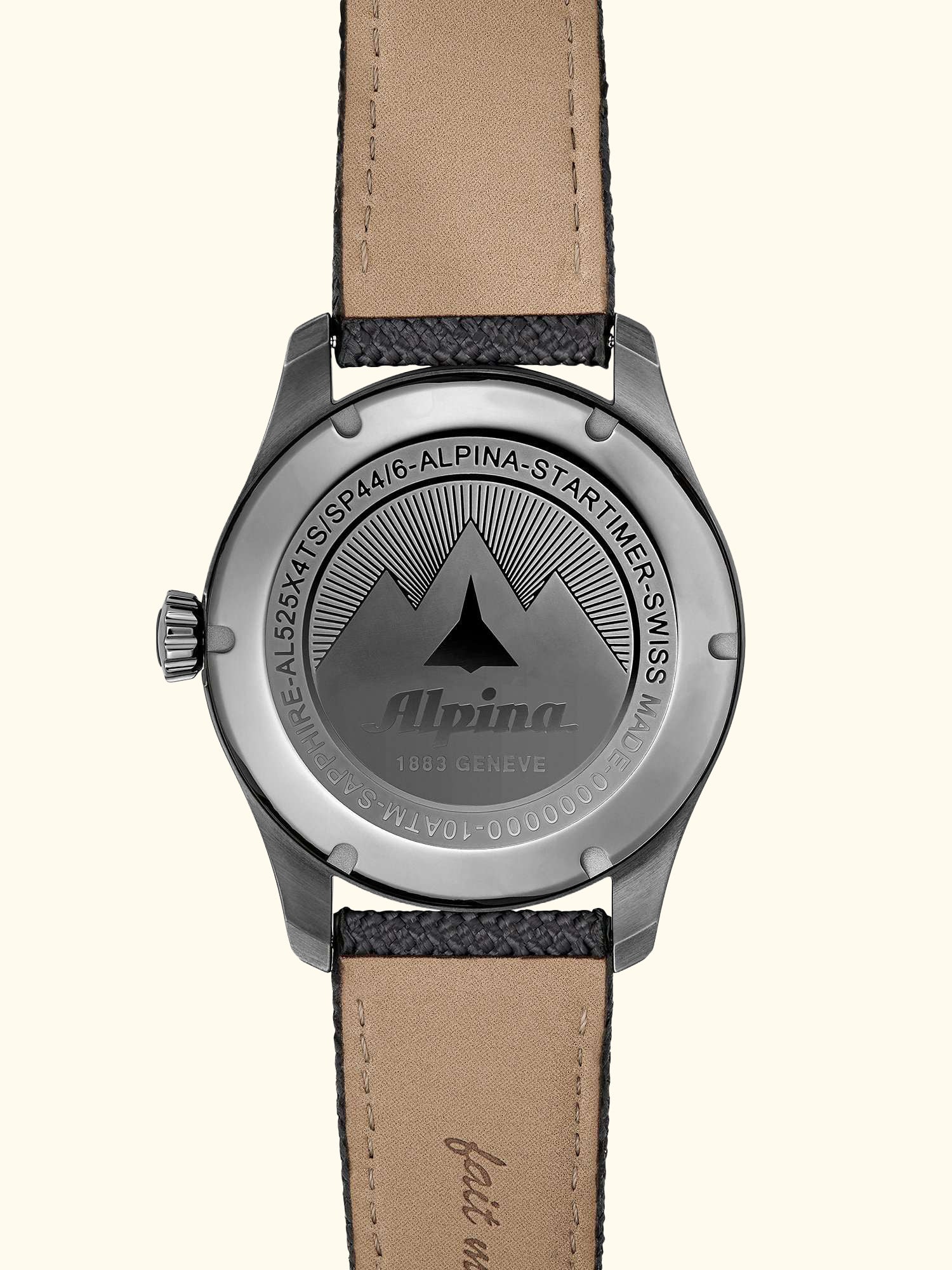 AL-525G4TS26 Men's Startimer Pilot Automatic Leather Strap Watch, Grey
