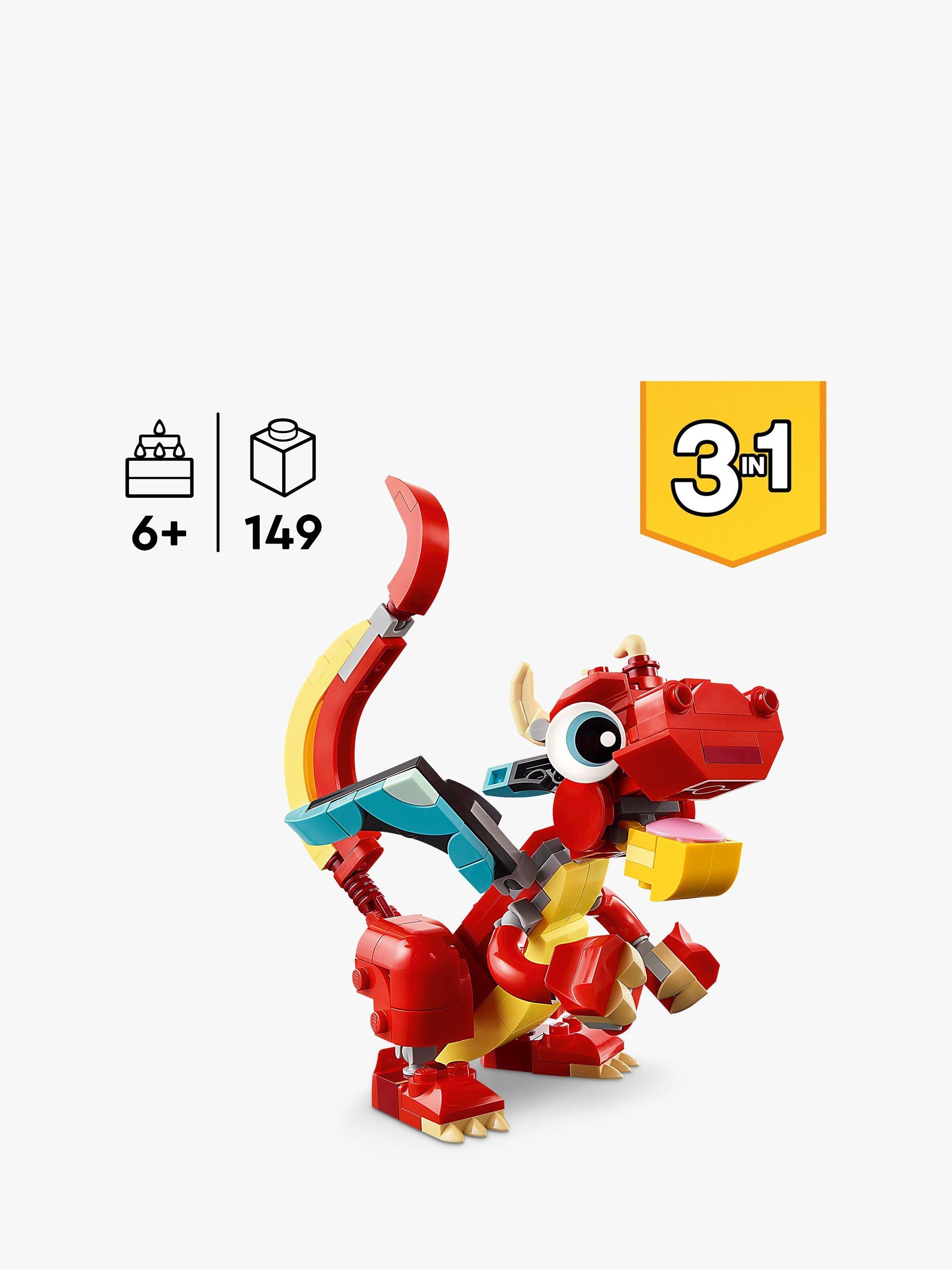 Creator 3in1 Red Dragon Toy with Animal Figures 31145
