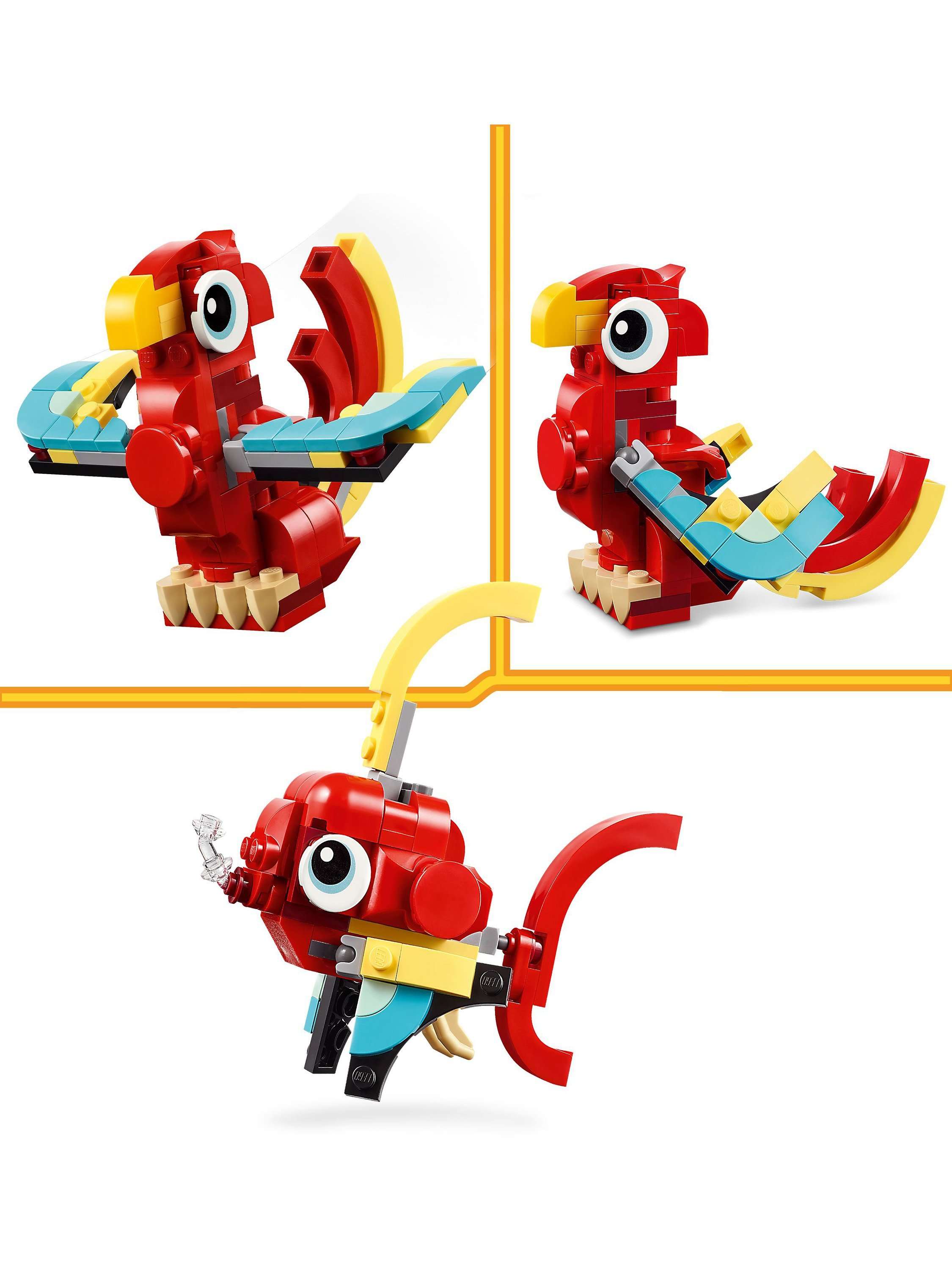 Creator 3in1 Red Dragon Toy with Animal Figures 31145