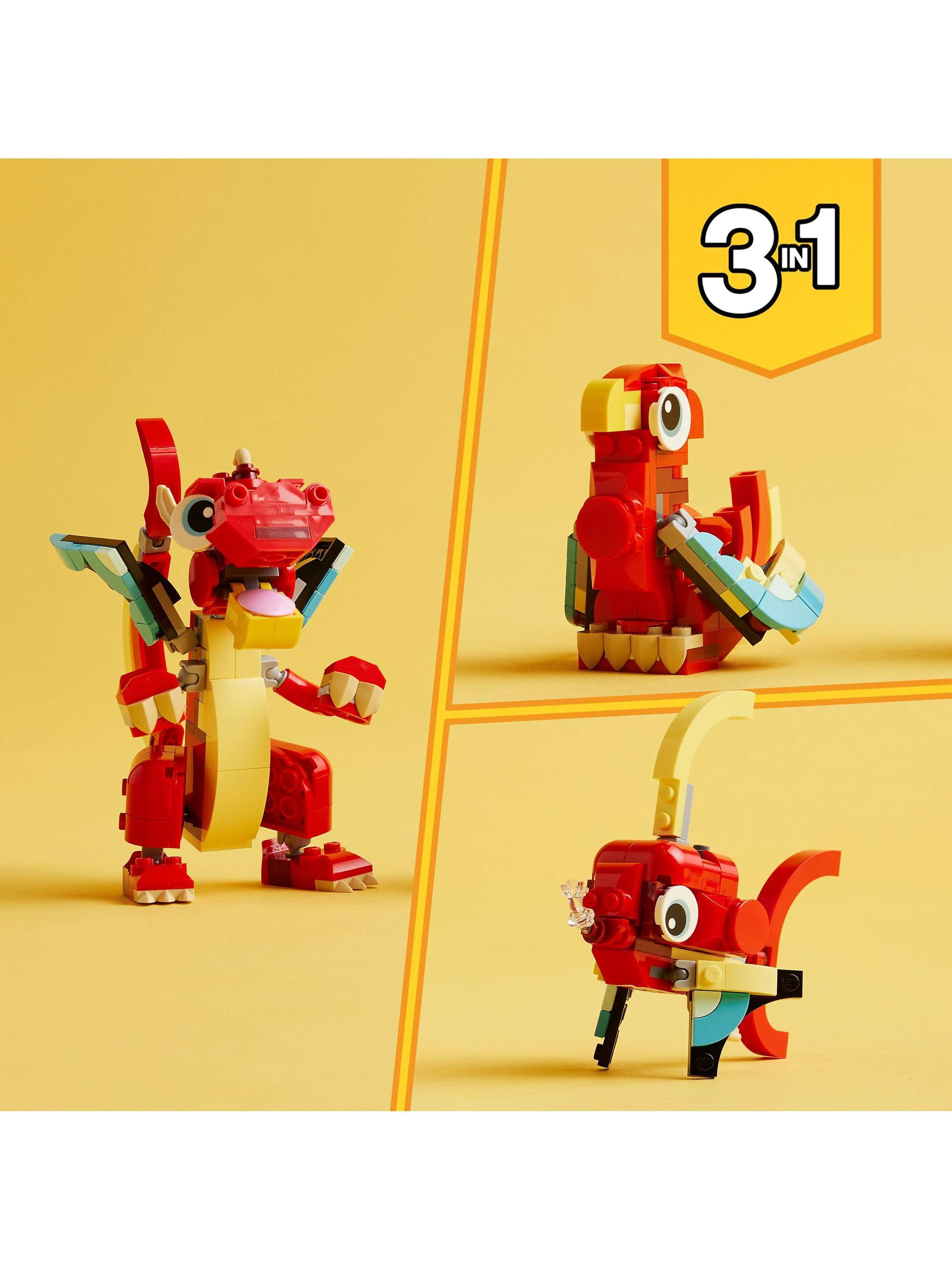 Creator 3in1 Red Dragon Toy with Animal Figures 31145