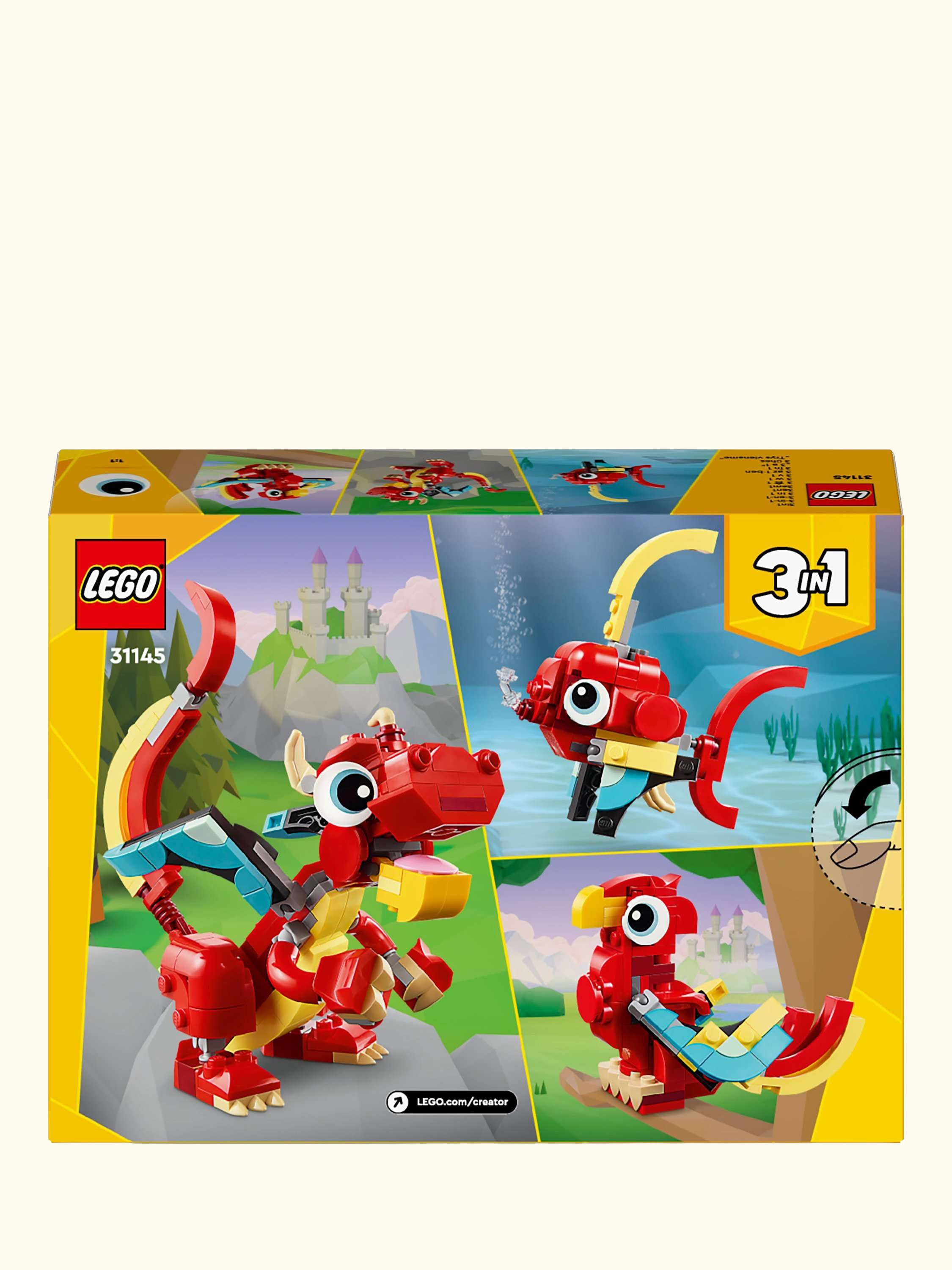 Creator 3in1 Red Dragon Toy with Animal Figures 31145