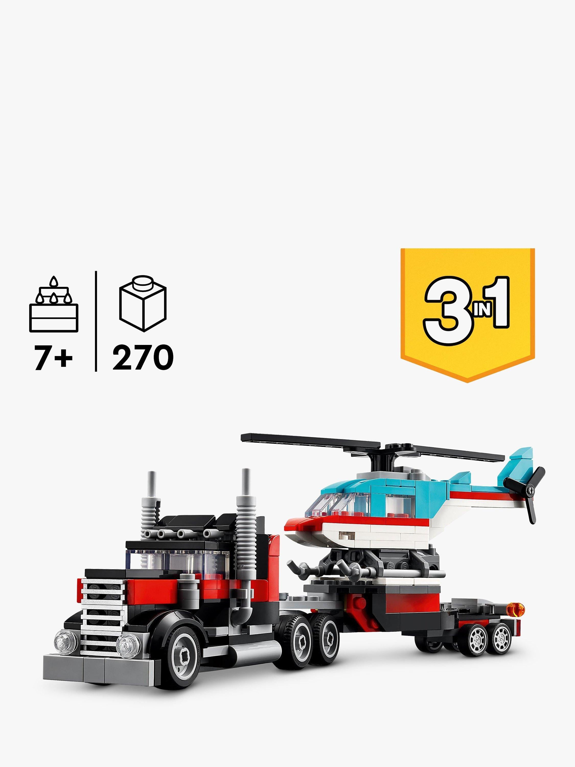 Creator 3in1 Flatbed Truck with Helicopter Toy 31146