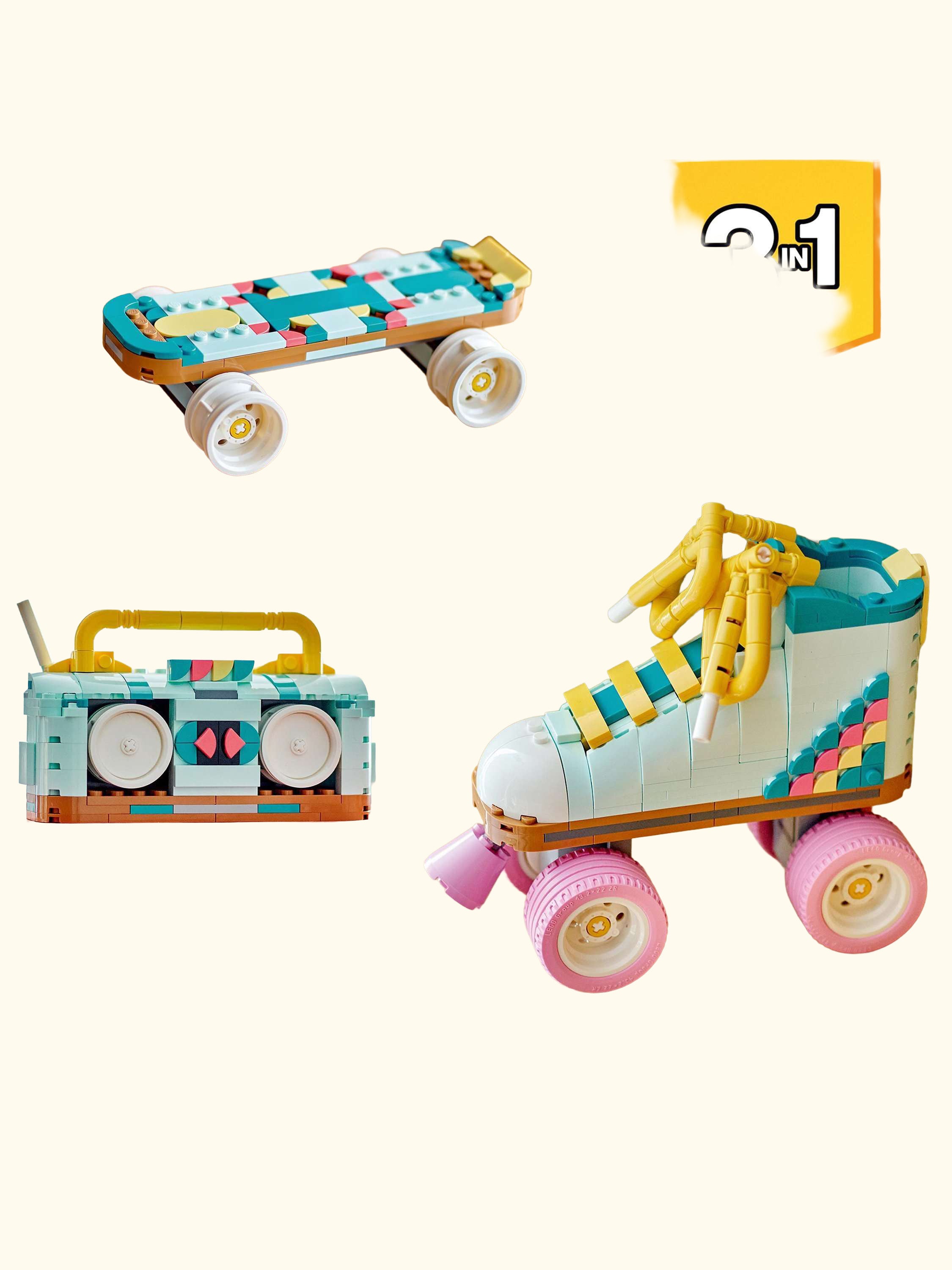 Creator 3in1 Retro Roller Skate & Toy Skateboard 31148